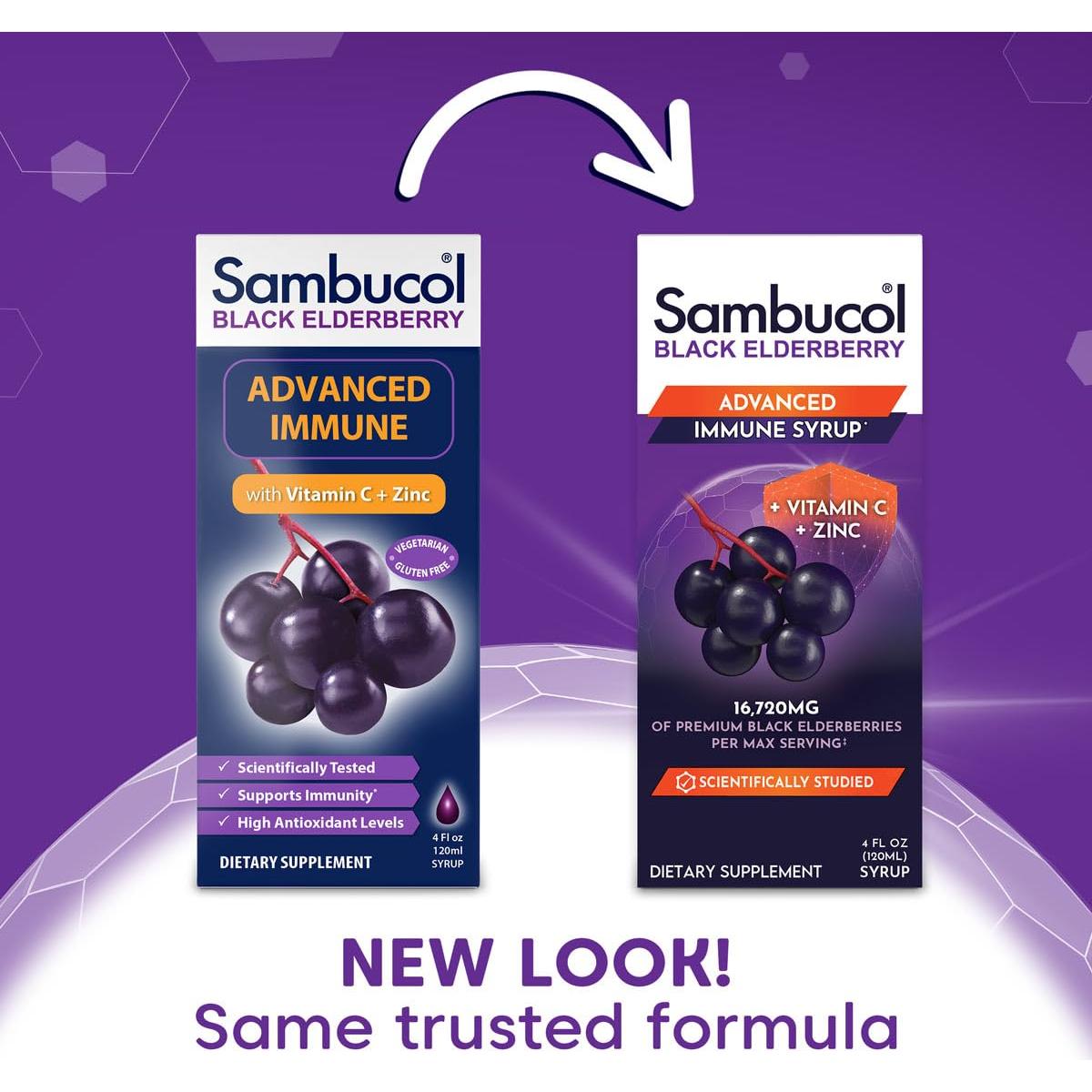 Jarabe de Saúco Negro Sambucol con Zinc y Vitamina C 118ml