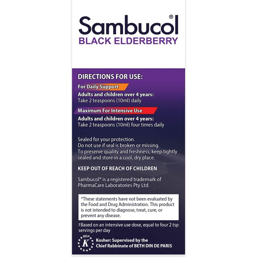 Jarabe de Saúco Negro Sambucol con Zinc y Vitamina C 118ml