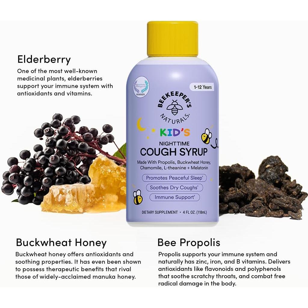 Jarabe para la tos Beekeeper's Naturals 113.4 g - Niños, Natural