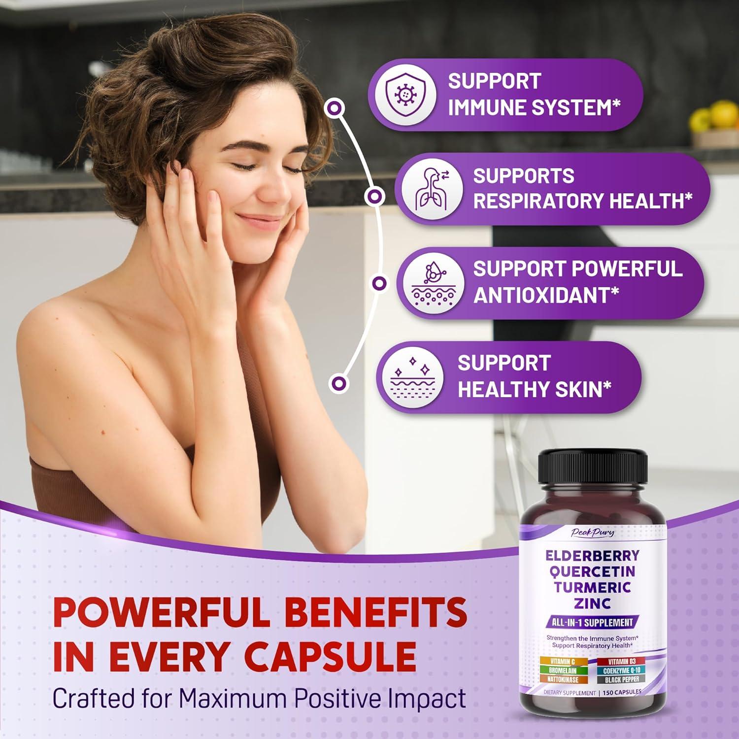 Suplemento Saúco Quercetina Cúrcuma Zinc 150 Cápsulas