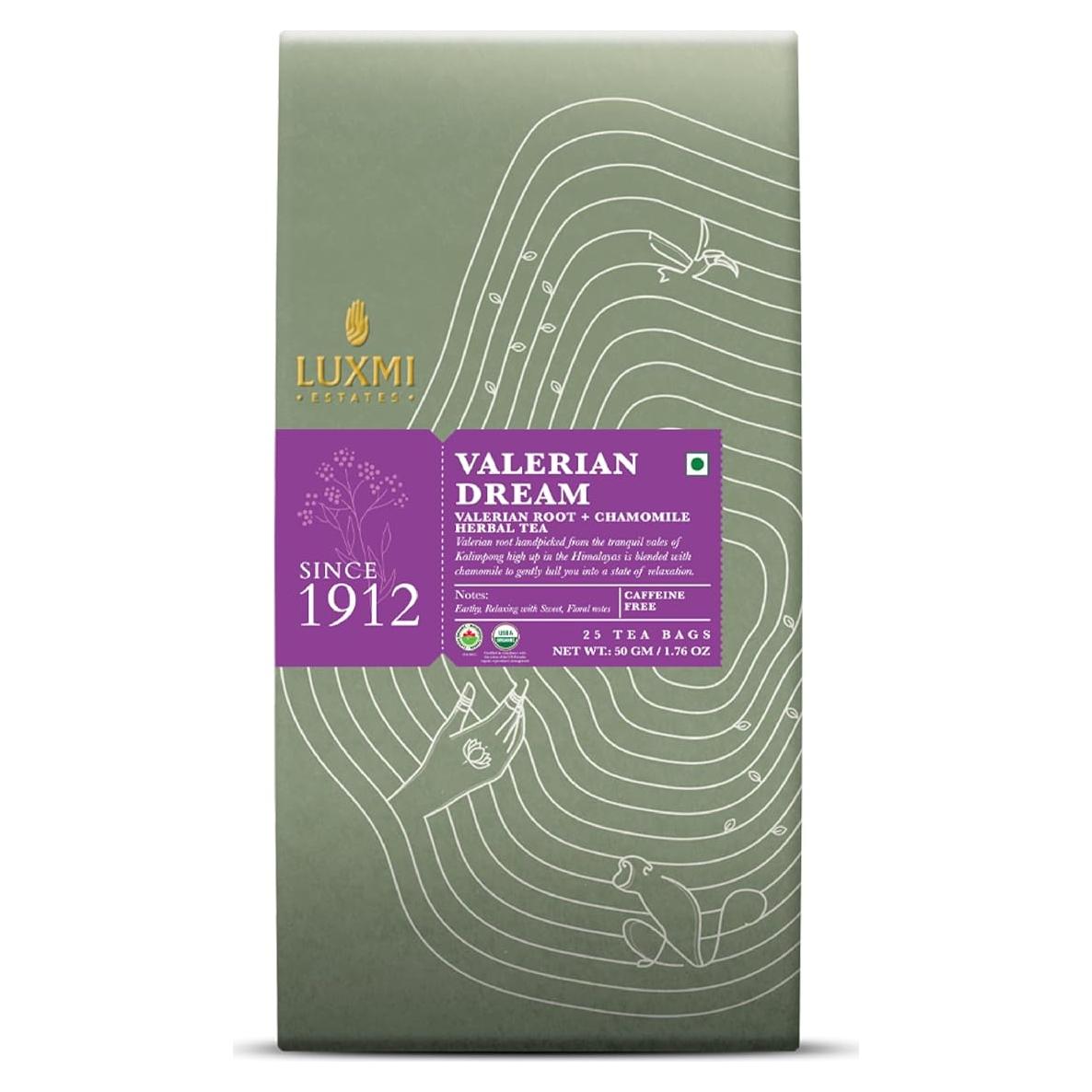 Té de raíz de valeriana orgánico Luxmi Estates 25 bolsas