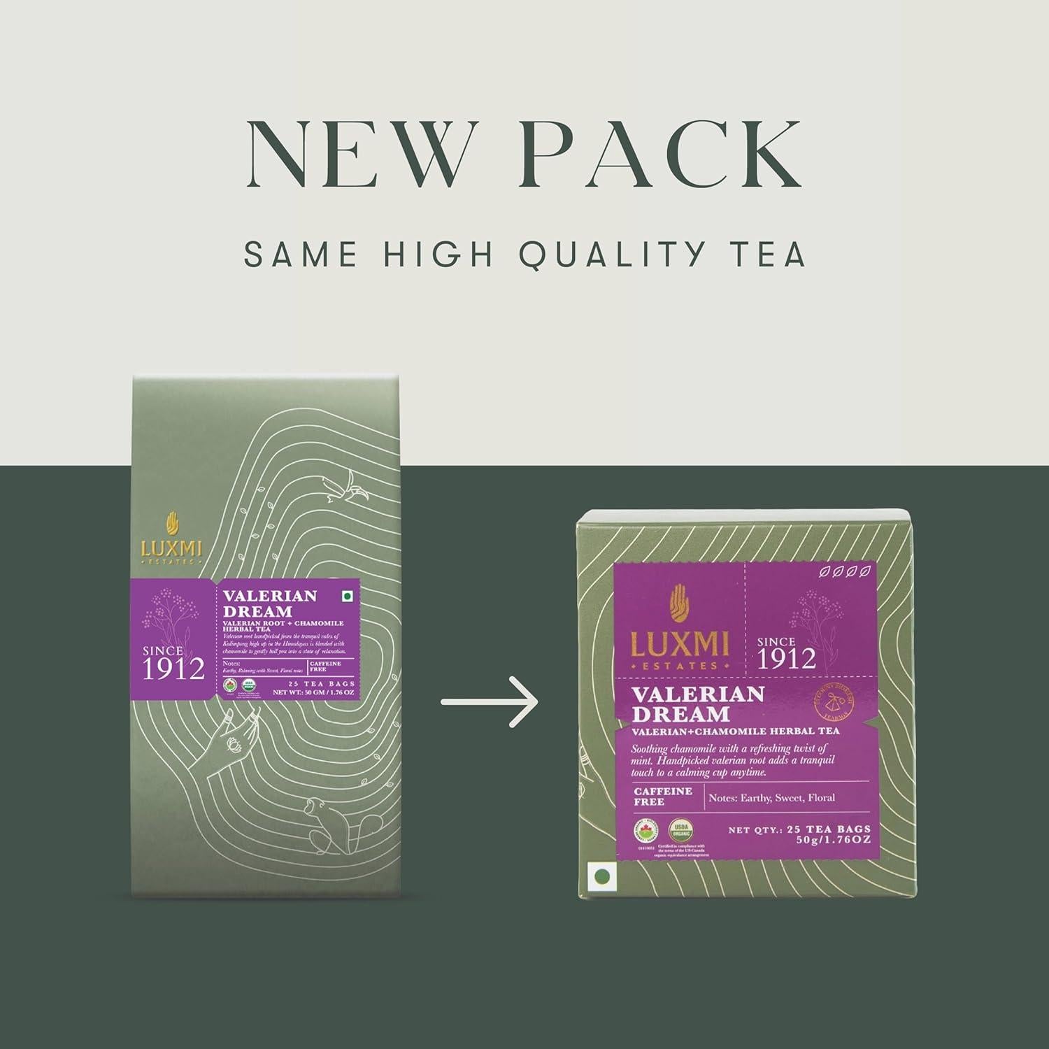 Té de raíz de valeriana orgánico Luxmi Estates 25 bolsas