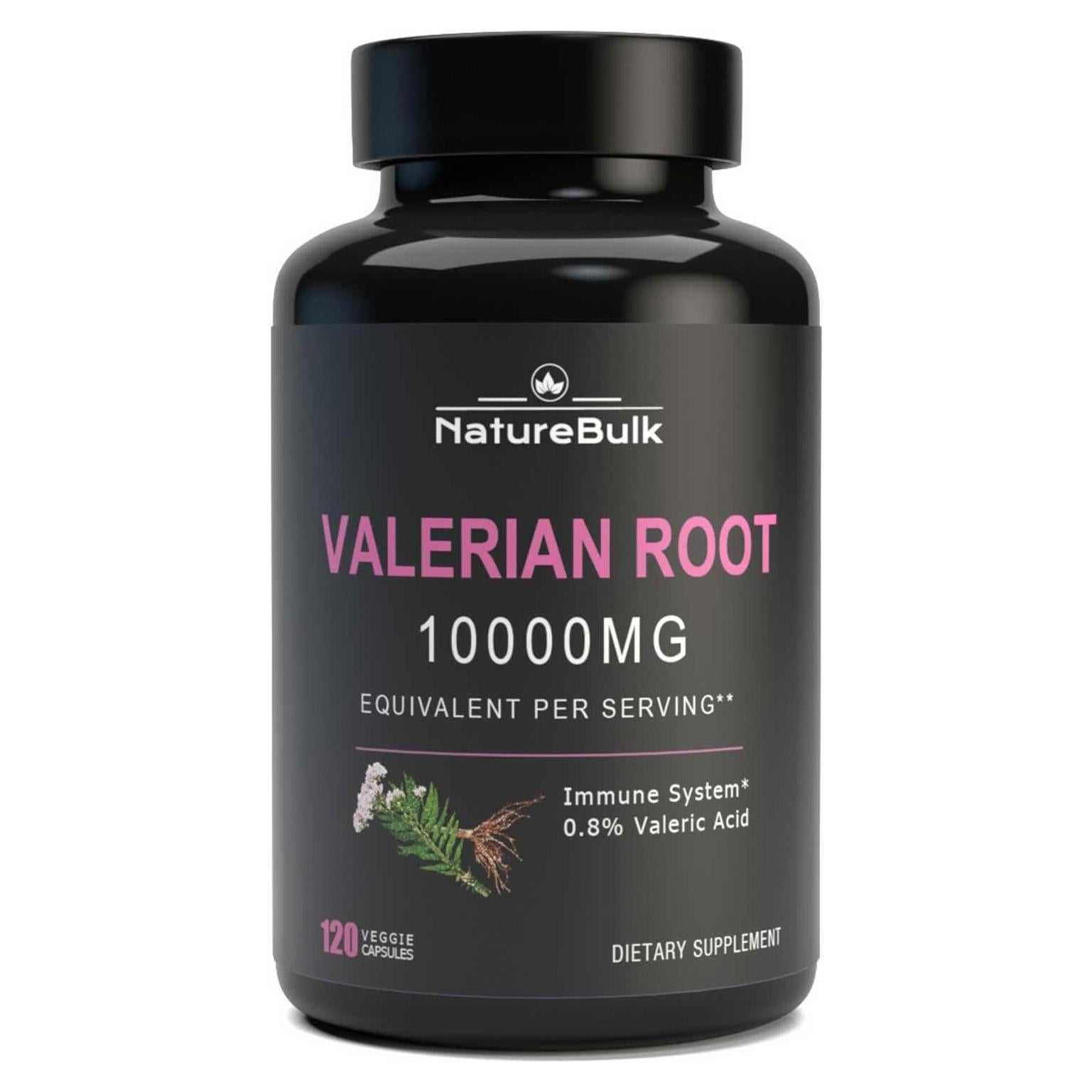 Cápsulas de raíz de valeriana NatureBulk 10000mg - 120 unidades