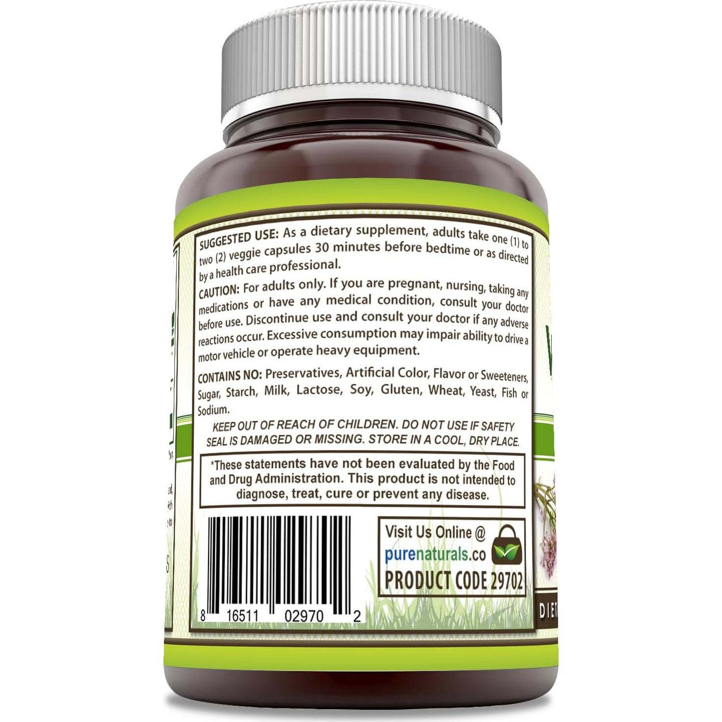 Suplemento de Valeriana Pure Naturals 1200 Mg 90 Cápsulas