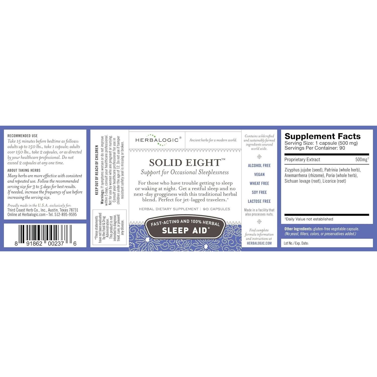 Cápsulas de Hierbas Solid Eight - Sueño Profundo 90 Unidades