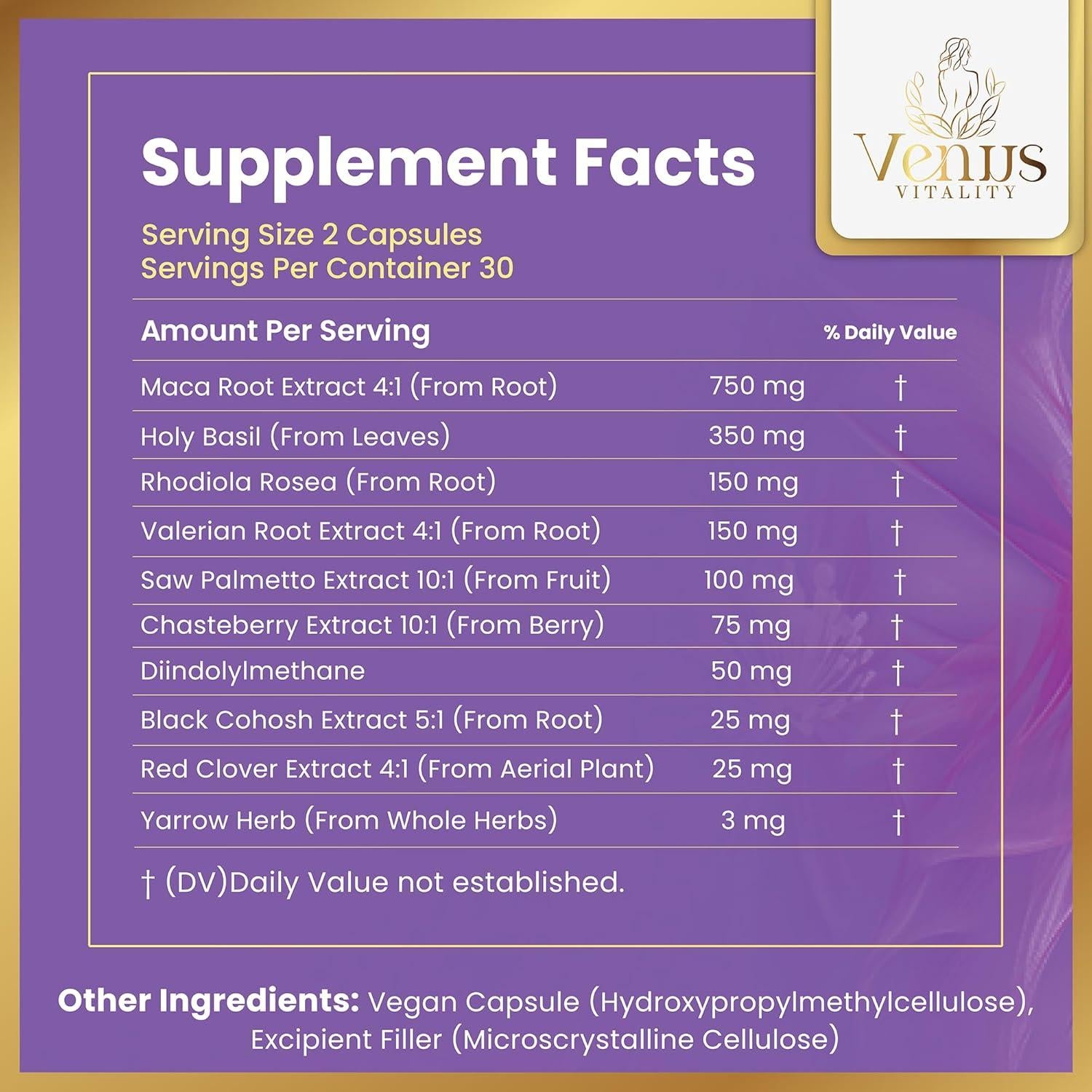 Suplemento Cohosh Negro Venus Vitality 60 Cápsulas para Menopausia