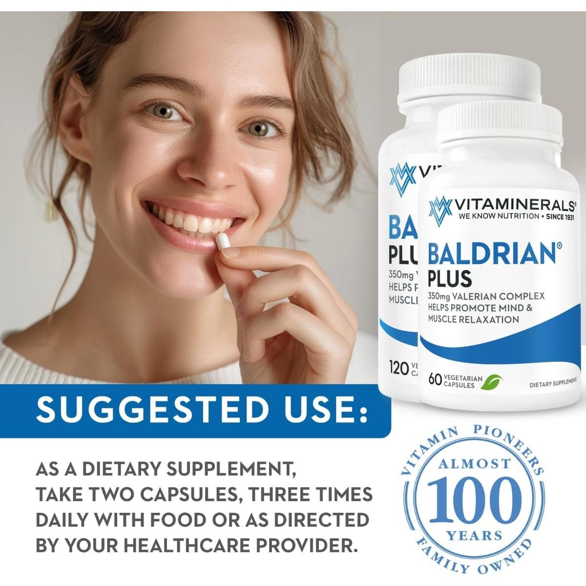 Baldrian Plus 350mg Vitaminerals - 60 Cápsulas Veganas