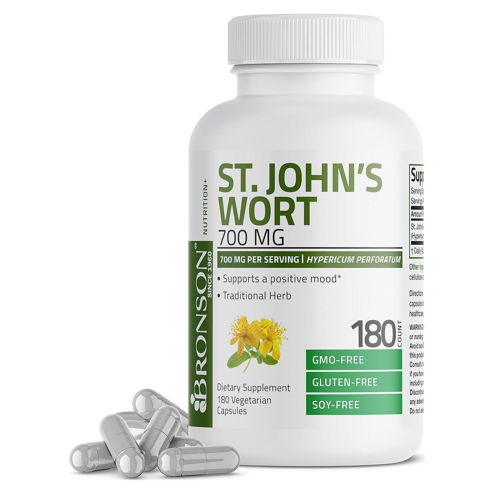 Bronson Hierba de San Juan 700 MG 180 Cápsulas Vegetarianas