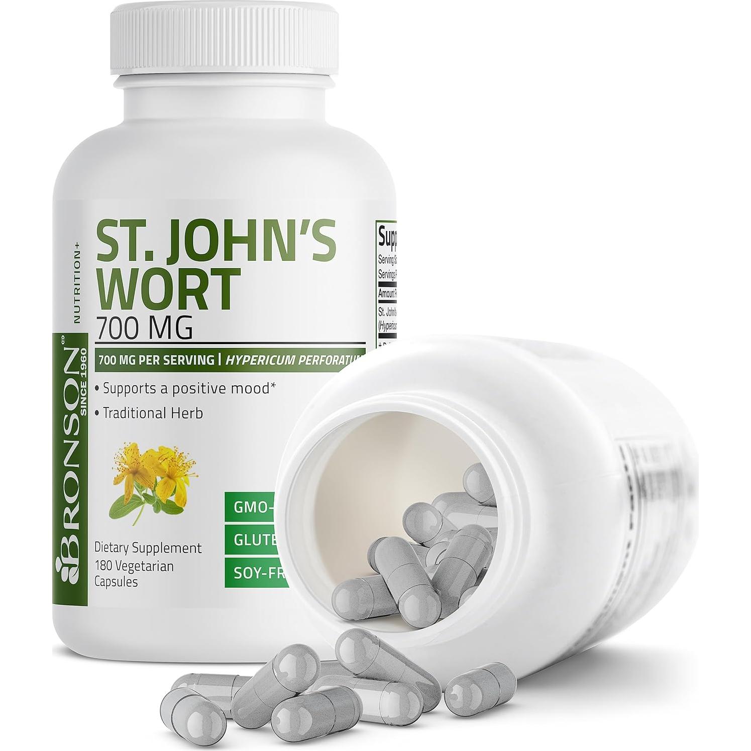 Bronson Hierba de San Juan 700 MG 180 Cápsulas Vegetarianas