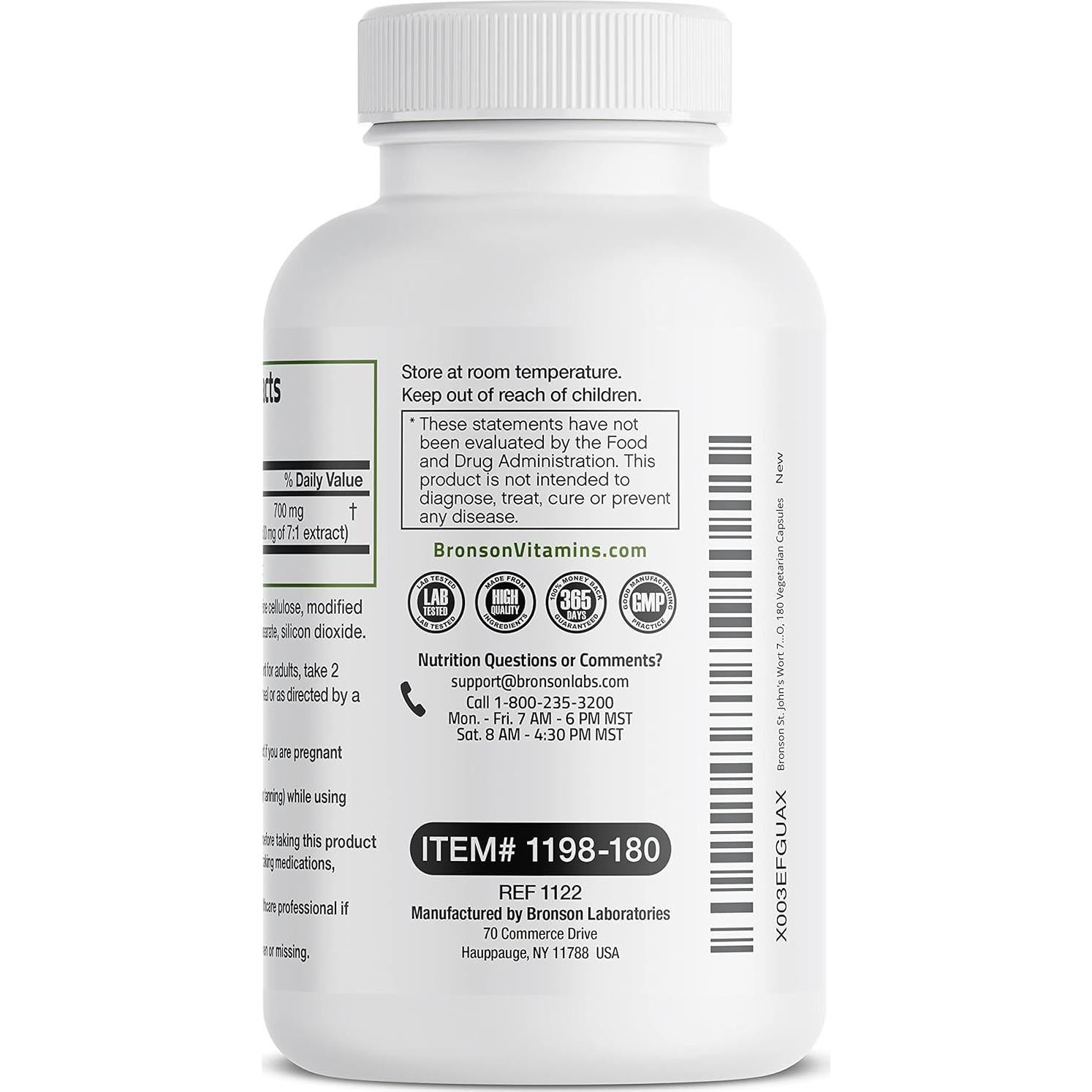 Bronson Hierba de San Juan 700 MG 180 Cápsulas Vegetarianas