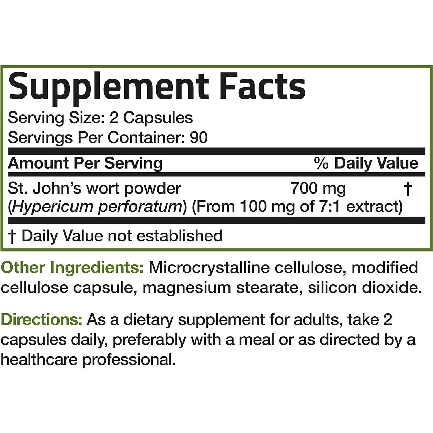 Bronson Hierba de San Juan 700 MG 180 Cápsulas Vegetarianas
