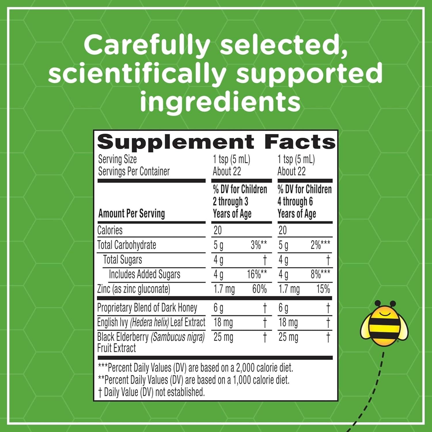 Jarabe para la tos Zarbee para niños 2+ Miel y Mucosidad 118 ml