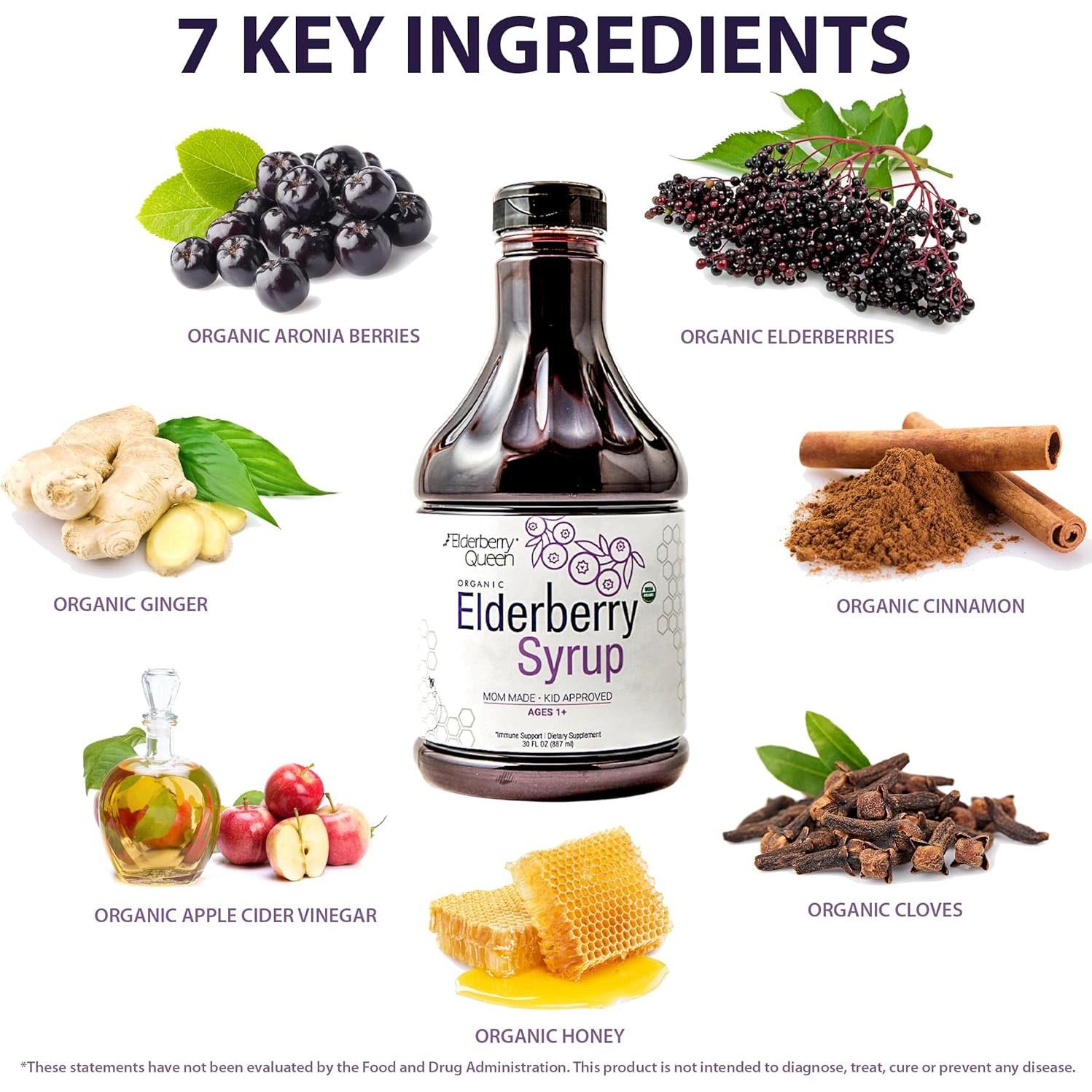 Jarabe de Saúco Orgánico Elderberry Queen 887 ml - Soporte Inmunológico