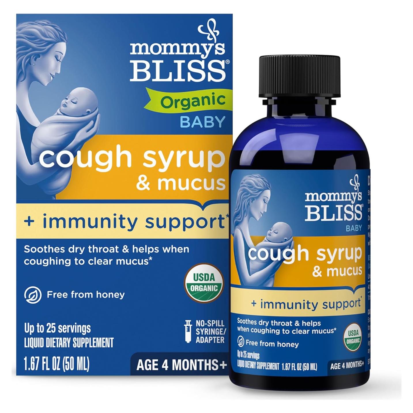 Jarabe para la tos orgánico Mommy's Bliss 49.6 ml - Bebés 4 meses+