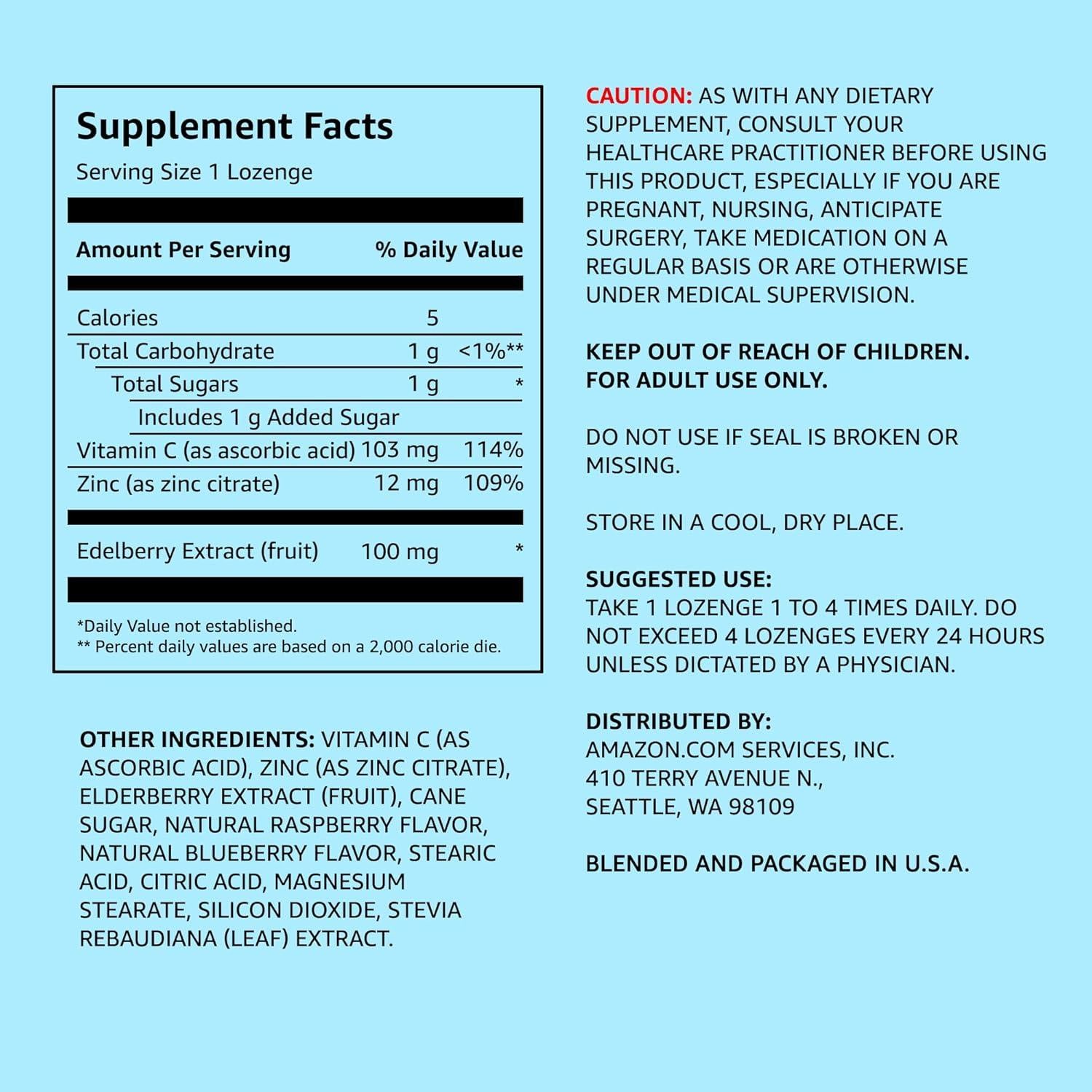 Pastillas de Saúco Amazon Elements 60 Unidades Sabor a Baya