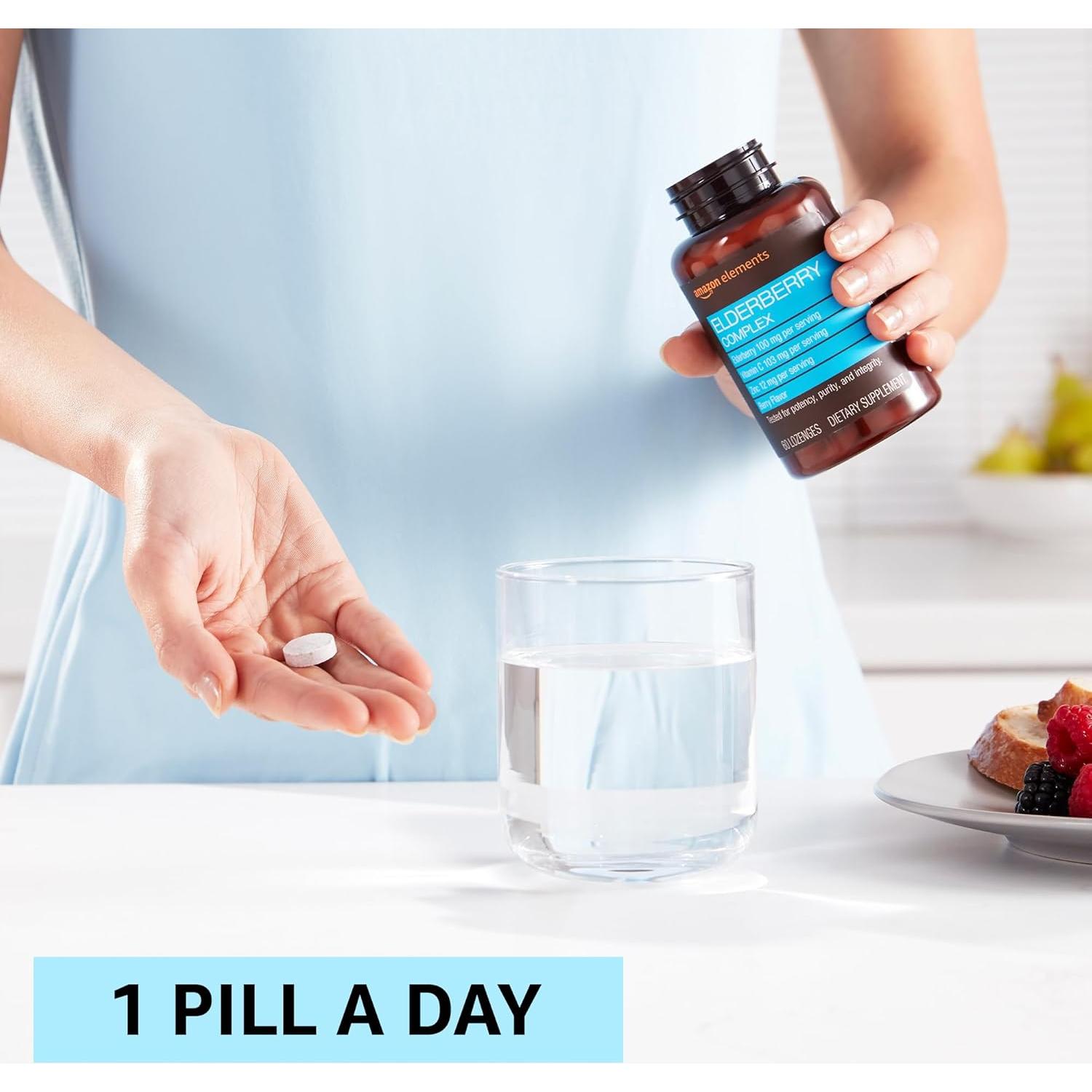 Pastillas de Saúco Amazon Elements 60 Unidades Sabor a Baya