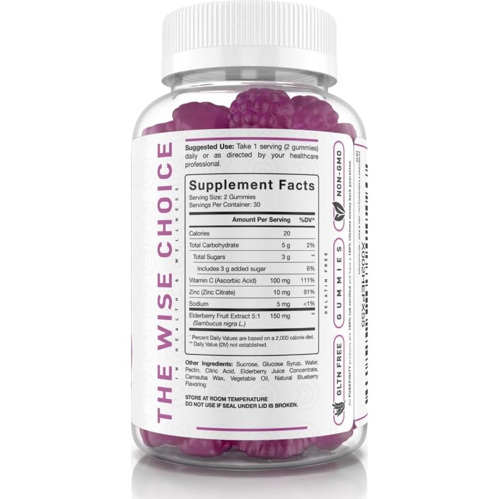 Gomitas de Saúco PUREFINITY 60 Unidades - Vitamina C y Zinc