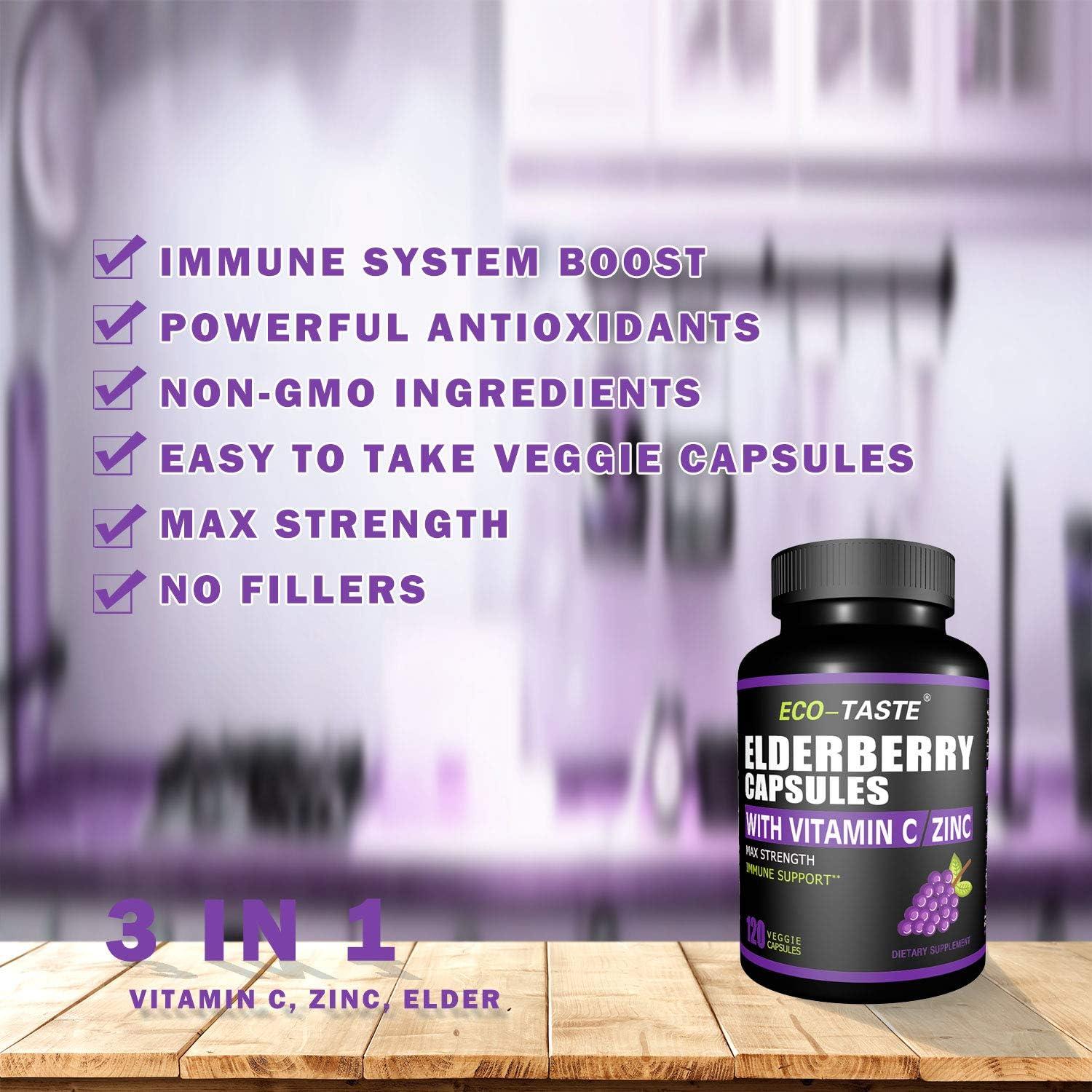 Cápsulas de Saúco ECO-TASTE con Zinc y Vitamina C - 120 Unidades