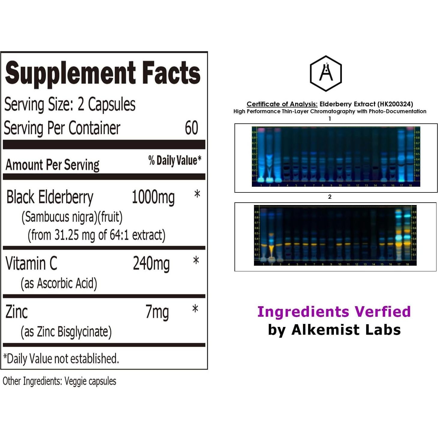 Cápsulas de Saúco ECO-TASTE con Zinc y Vitamina C - 120 Unidades