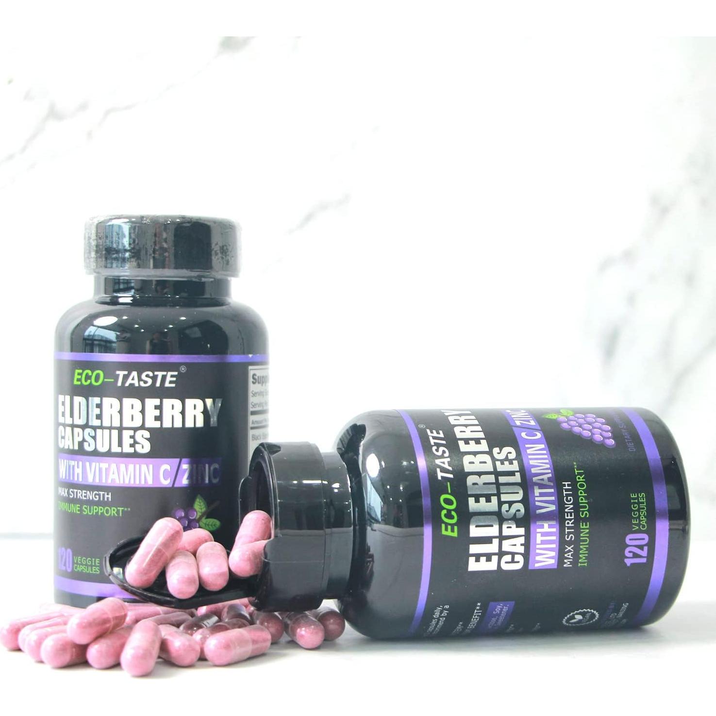 Cápsulas de Saúco ECO-TASTE con Zinc y Vitamina C - 120 Unidades