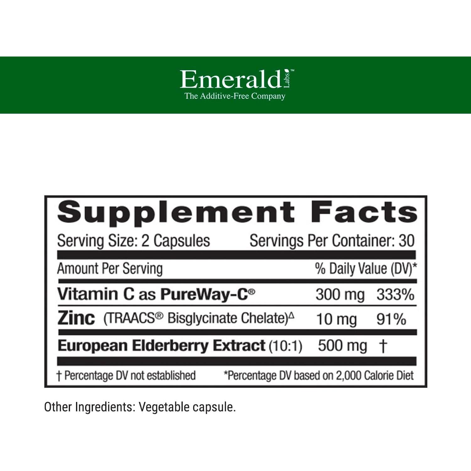 Suplemento Inmunológico Emerald Labs Elderberry Plus 60 Cápsulas