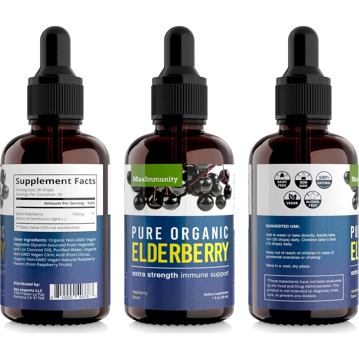 Jarabe de Saúco Orgánico MaxImmunity - 30 Días Adultos, 60 Días Niños