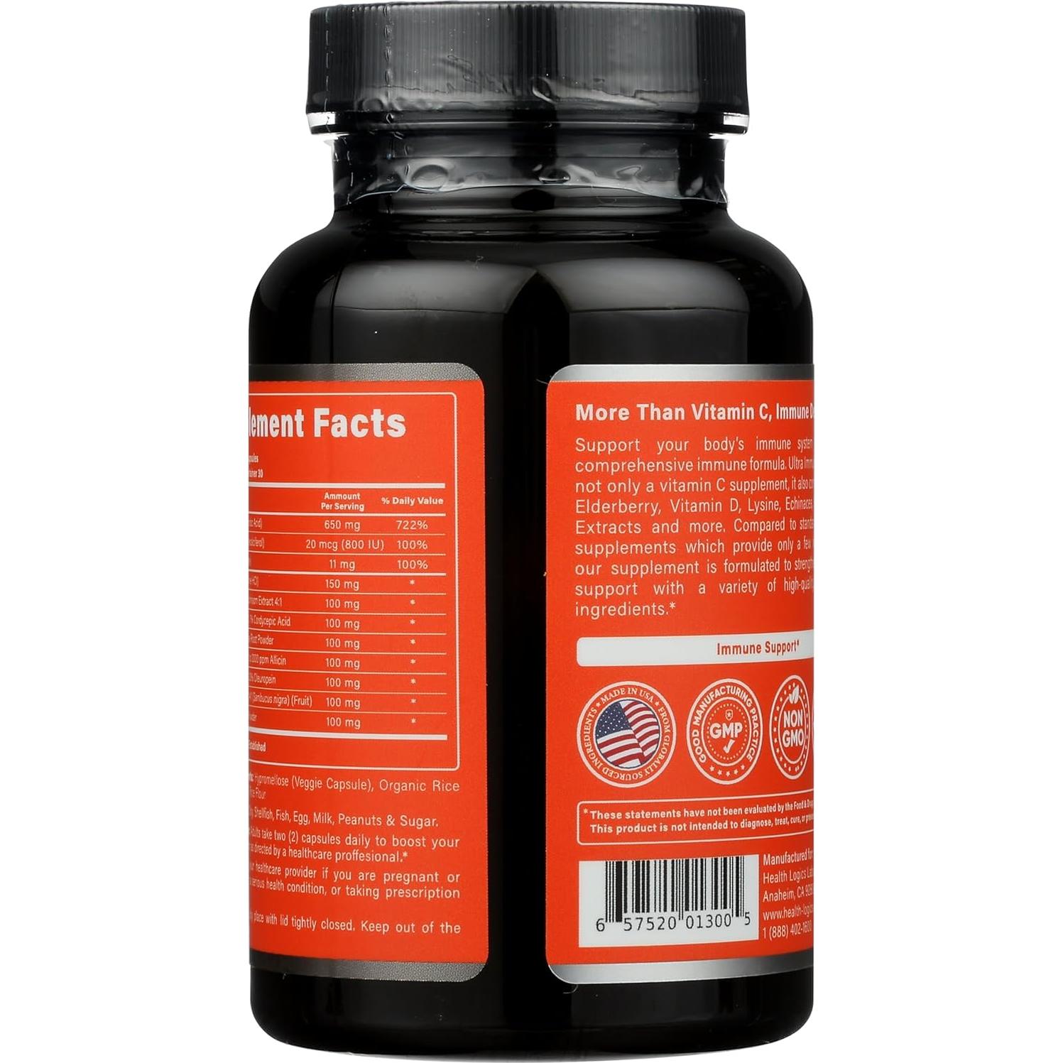 Cápsulas Health Logics Fortify! con Vitamina C, Zinc y Saúco - 60 Unidades