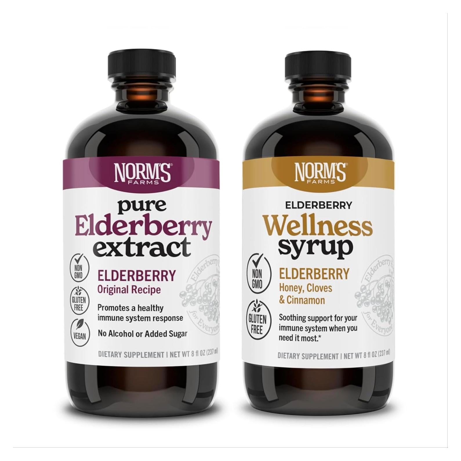 Paquete de 2 Extracto de Saúco y Jarabe de Bienestar Norm's Farms 8 Oz