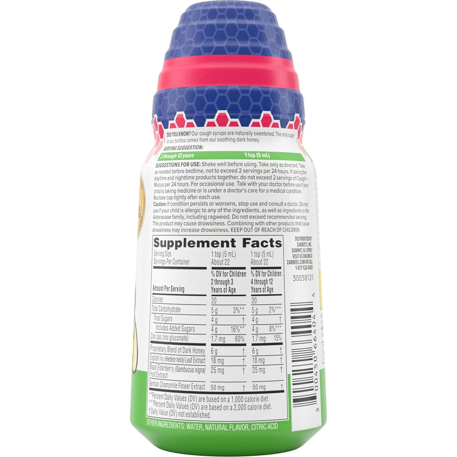 Jarabe para la tos nocturno Zarbee para niños 120ml - Miel y bayas