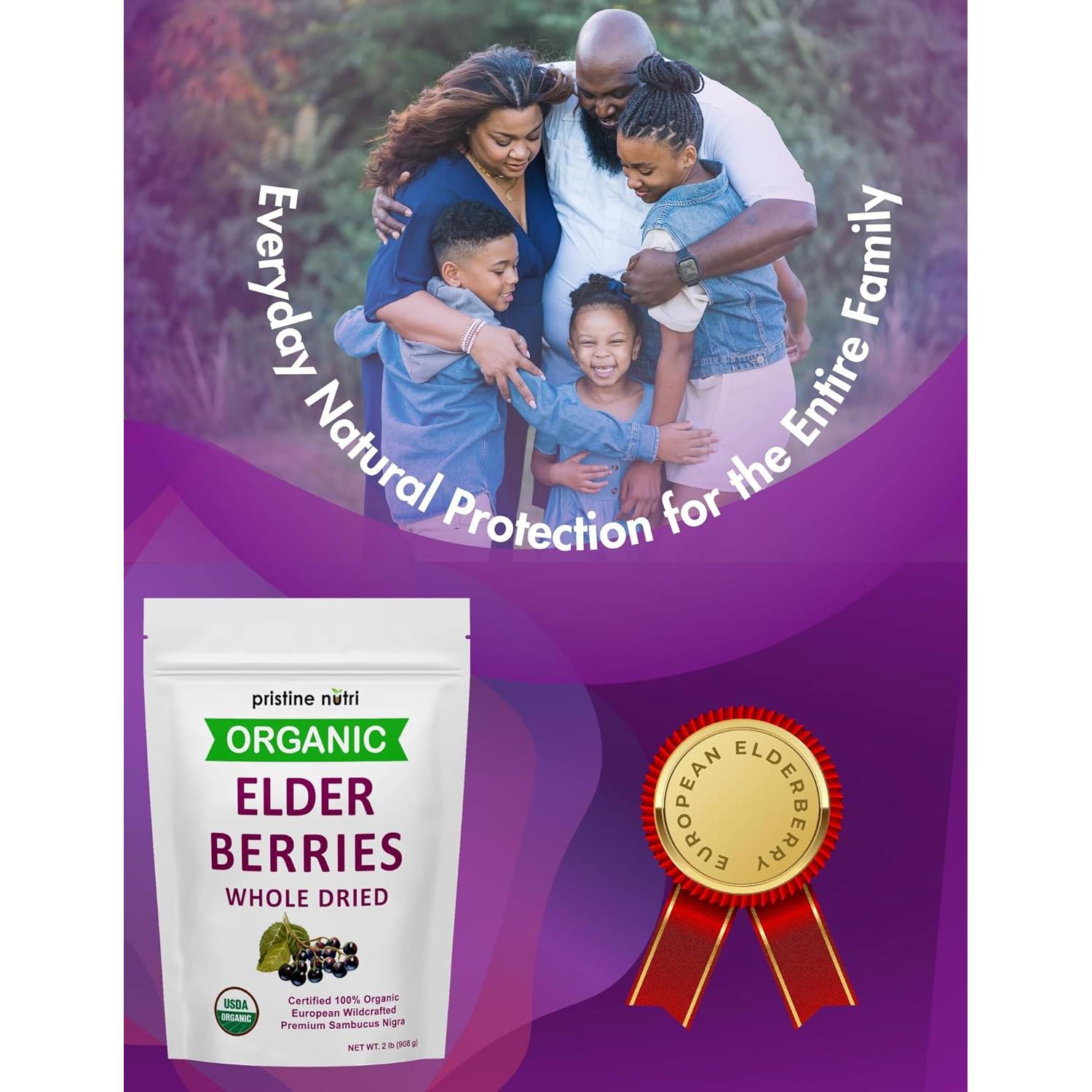 Baya de Saúco Orgánica Secas Pristine Nutri 907 g - Antioxidantes