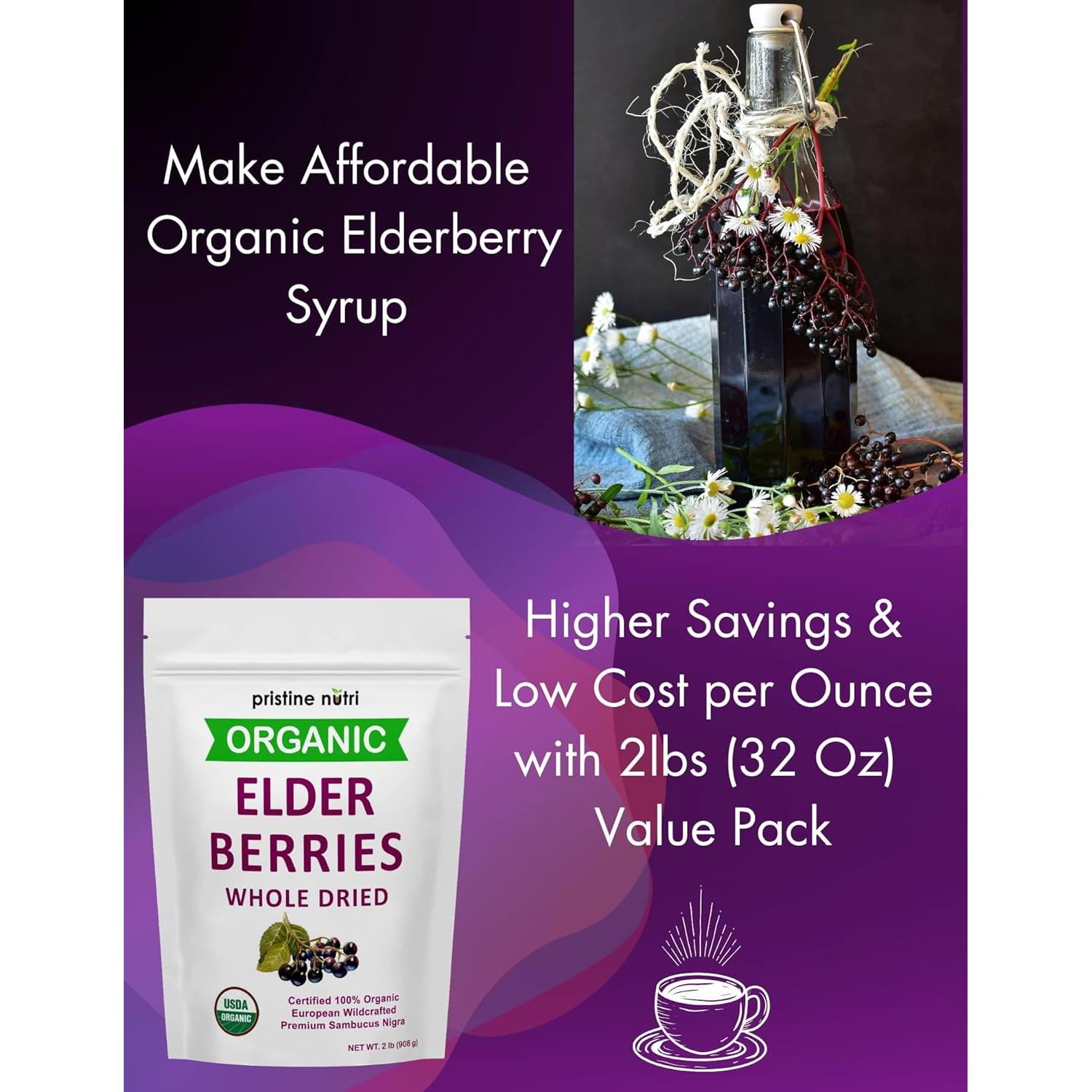 Baya de Saúco Orgánica Secas Pristine Nutri 907 g - Antioxidantes