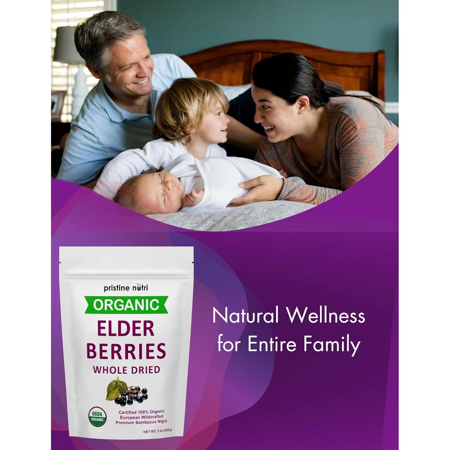 Baya de Saúco Orgánica Secas Pristine Nutri 907 g - Antioxidantes