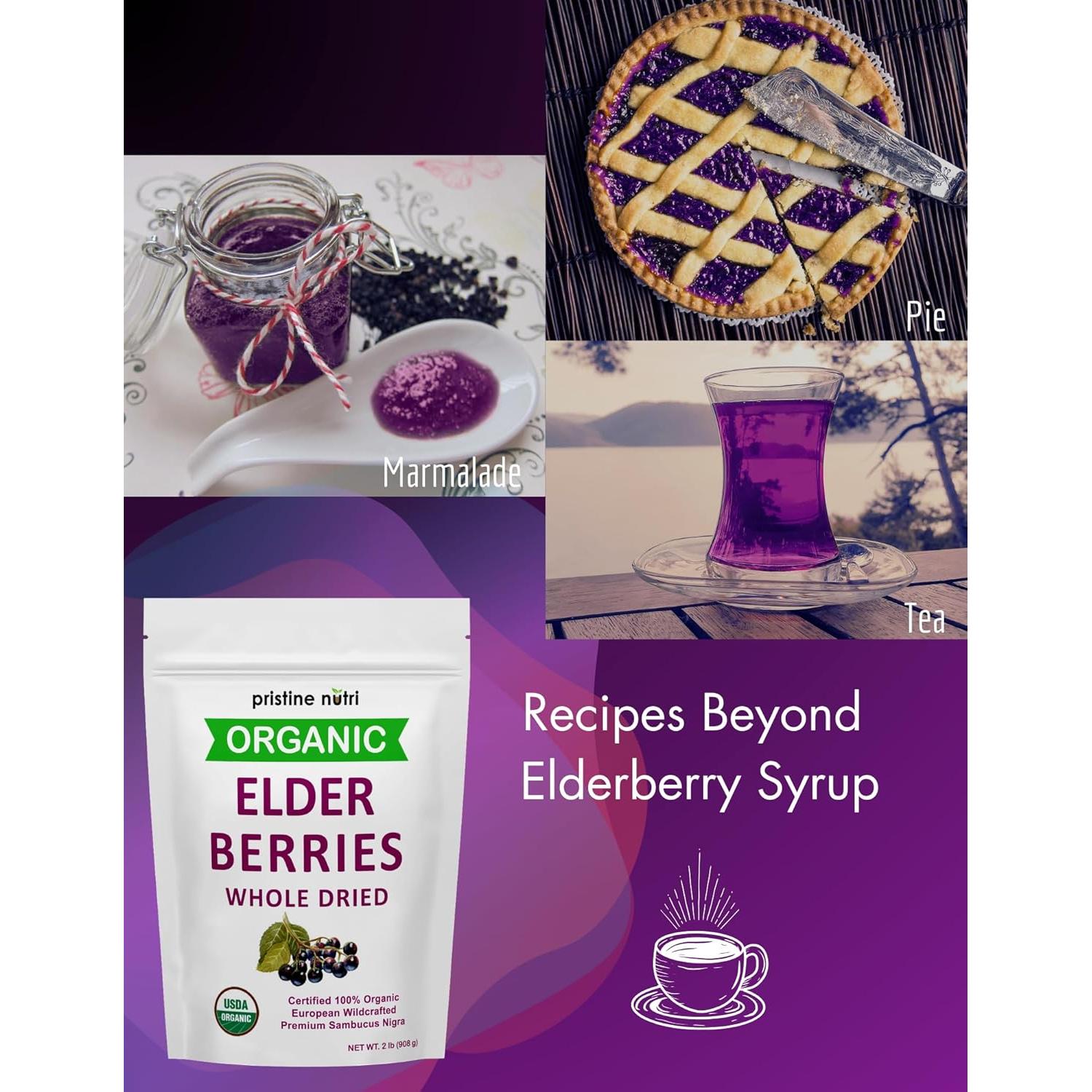 Baya de Saúco Orgánica Secas Pristine Nutri 907 g - Antioxidantes