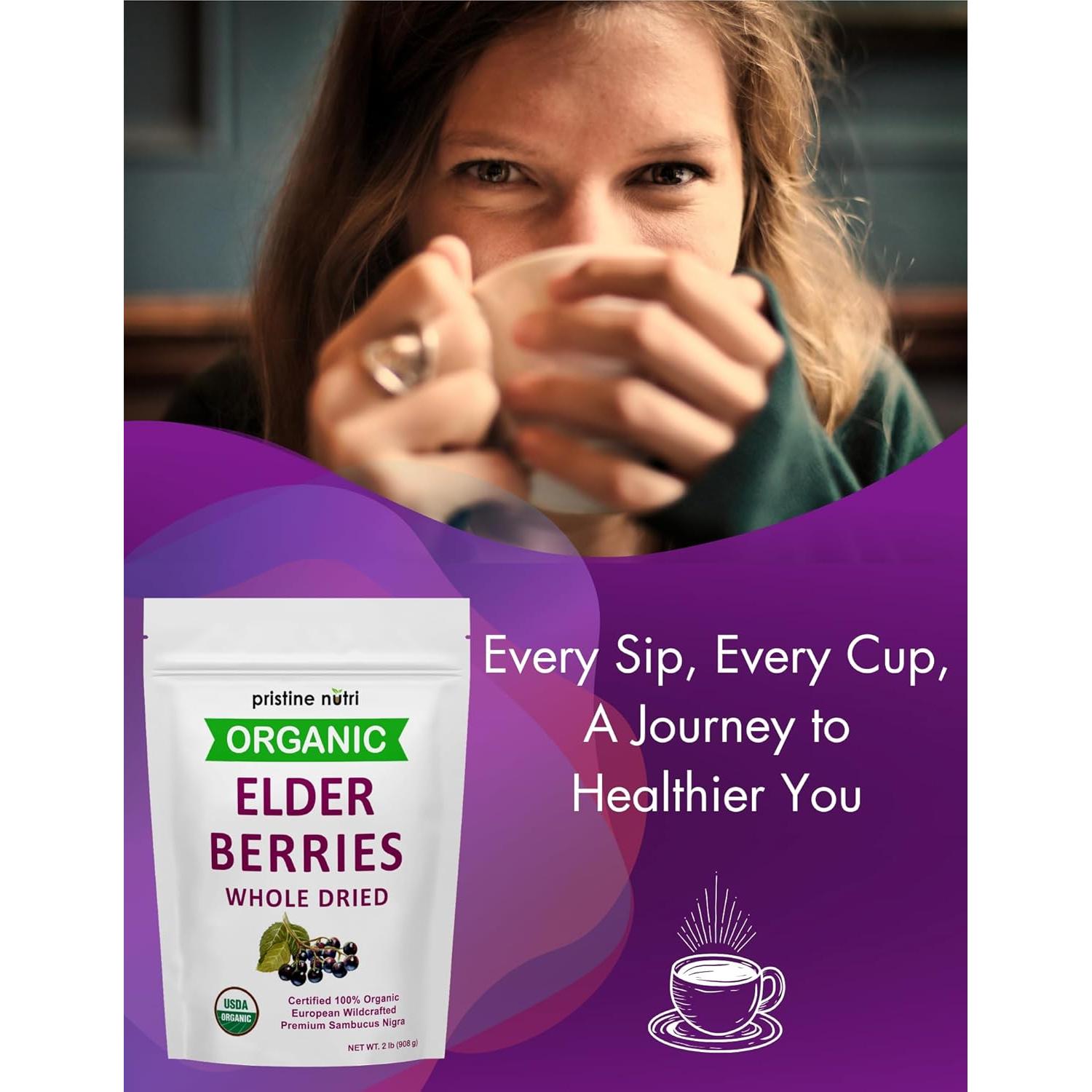 Baya de Saúco Orgánica Secas Pristine Nutri 907 g - Antioxidantes