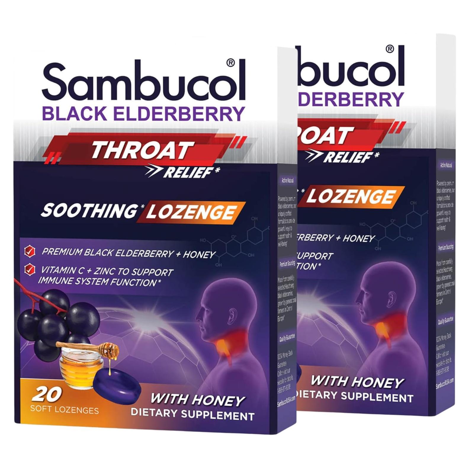 Pastillas de Saúco Negro Sambucol con Miel y Zinc - 20 Unidades