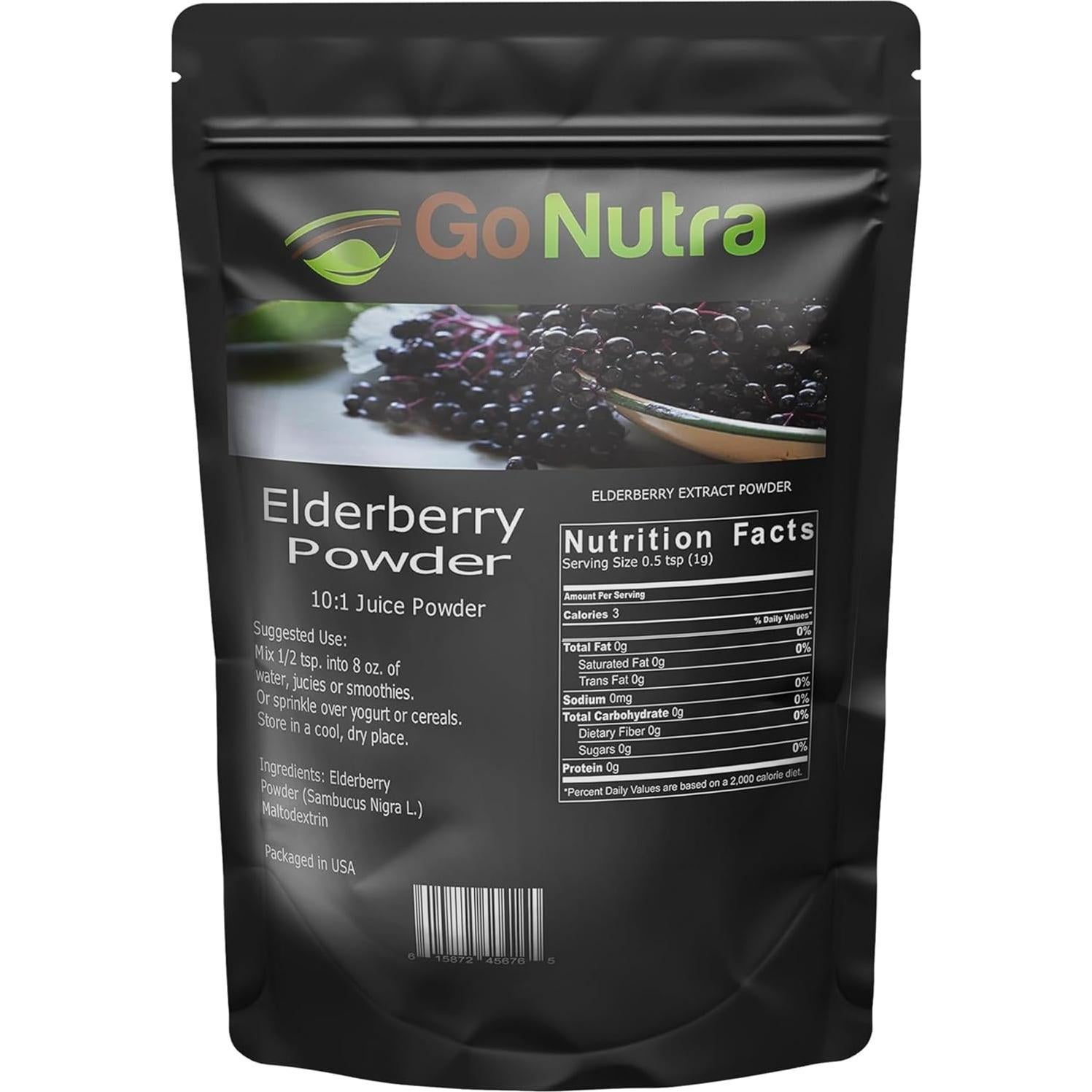 Polvo de Saúco Negro Go Nutra 0.45 kg 10:1 Extracto Inmunológico