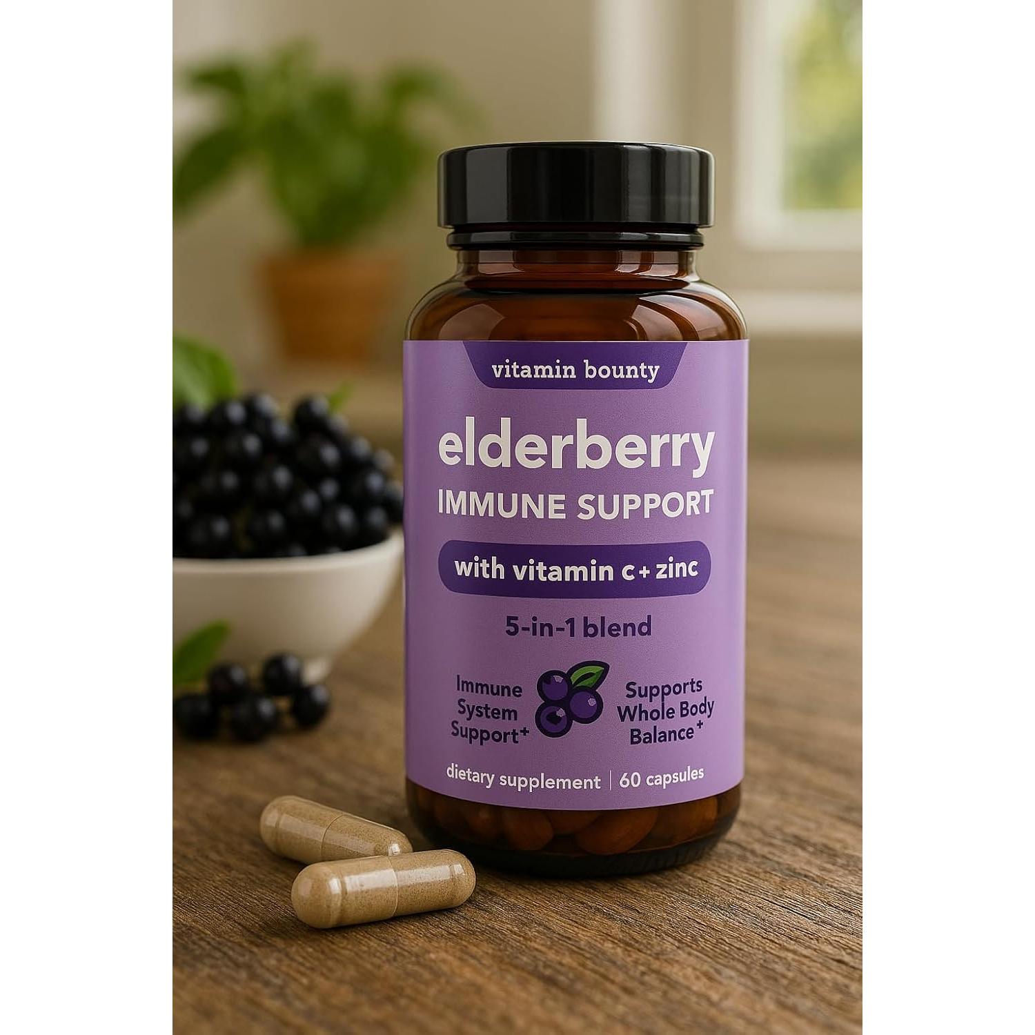 Cápsulas de Saúco Vitamin Bounty 60 Unidades - Inmunidad C y Zinc