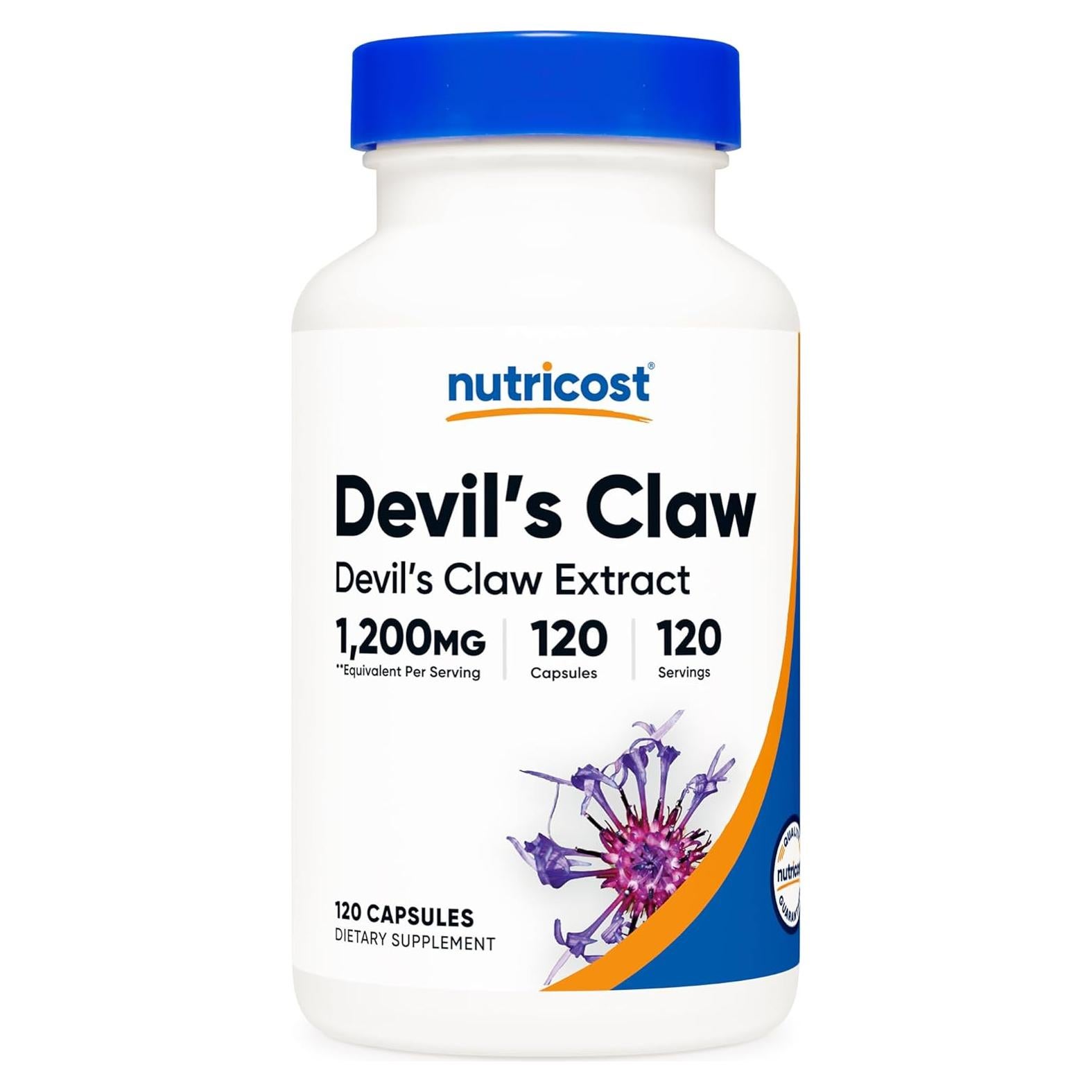 Cápsulas Vegetales Nutricost Garra del Diablo 1200mg - 120 Unidades