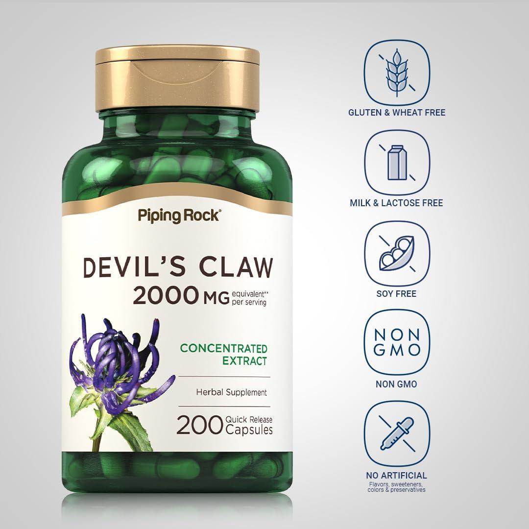 Suplemento Herbal Piping Rock Garra del Diablo 2000mg 200 Cápsulas