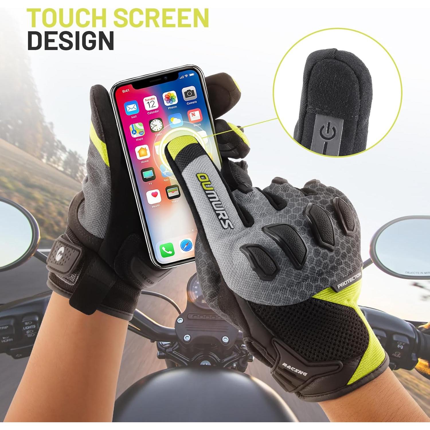 Guantes de Motocicleta OUMURS D003TY05911MC Táctiles Azul