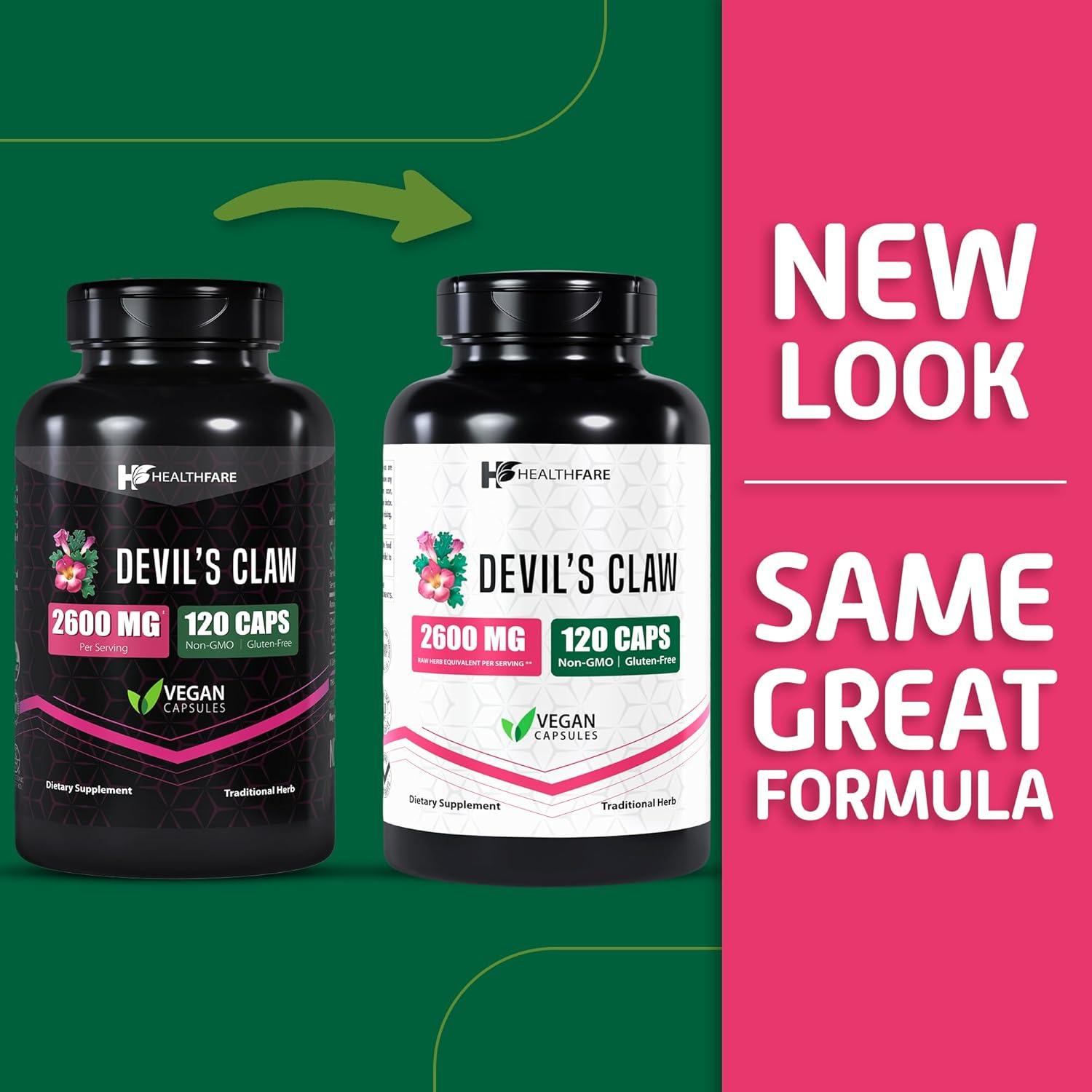 Suplemento Herbal HealthFare Garra del Diablo 2600mg 120 Cápsulas Veganas