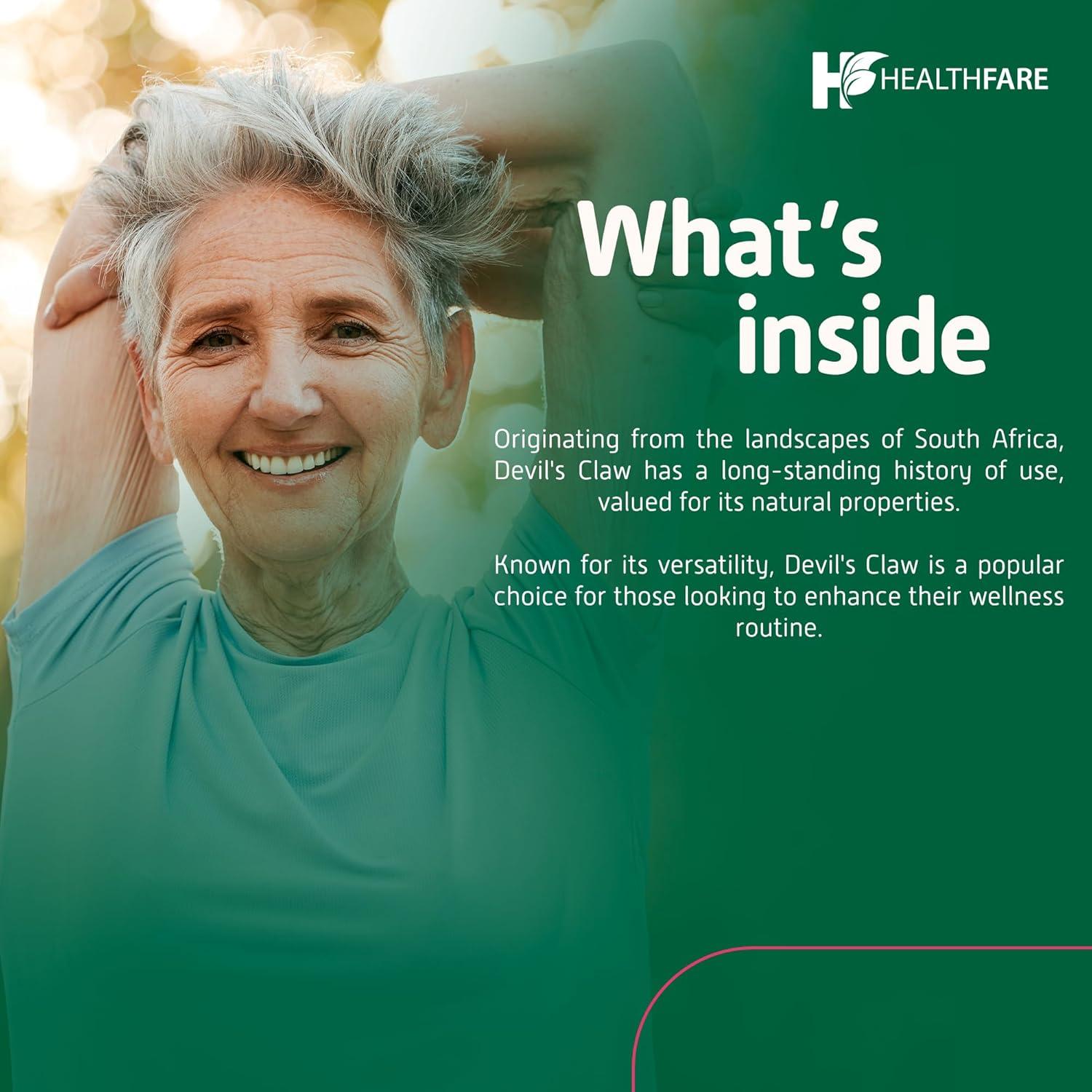 Suplemento Herbal HealthFare Garra del Diablo 2600mg 120 Cápsulas Veganas