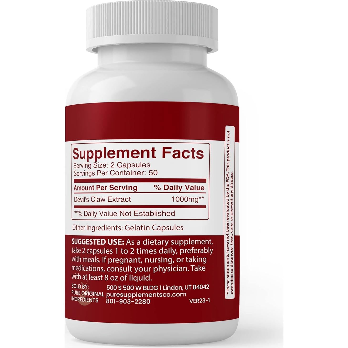 Cápsulas de Extracto de Garra del Diablo Siempre Puro 100 Unidades