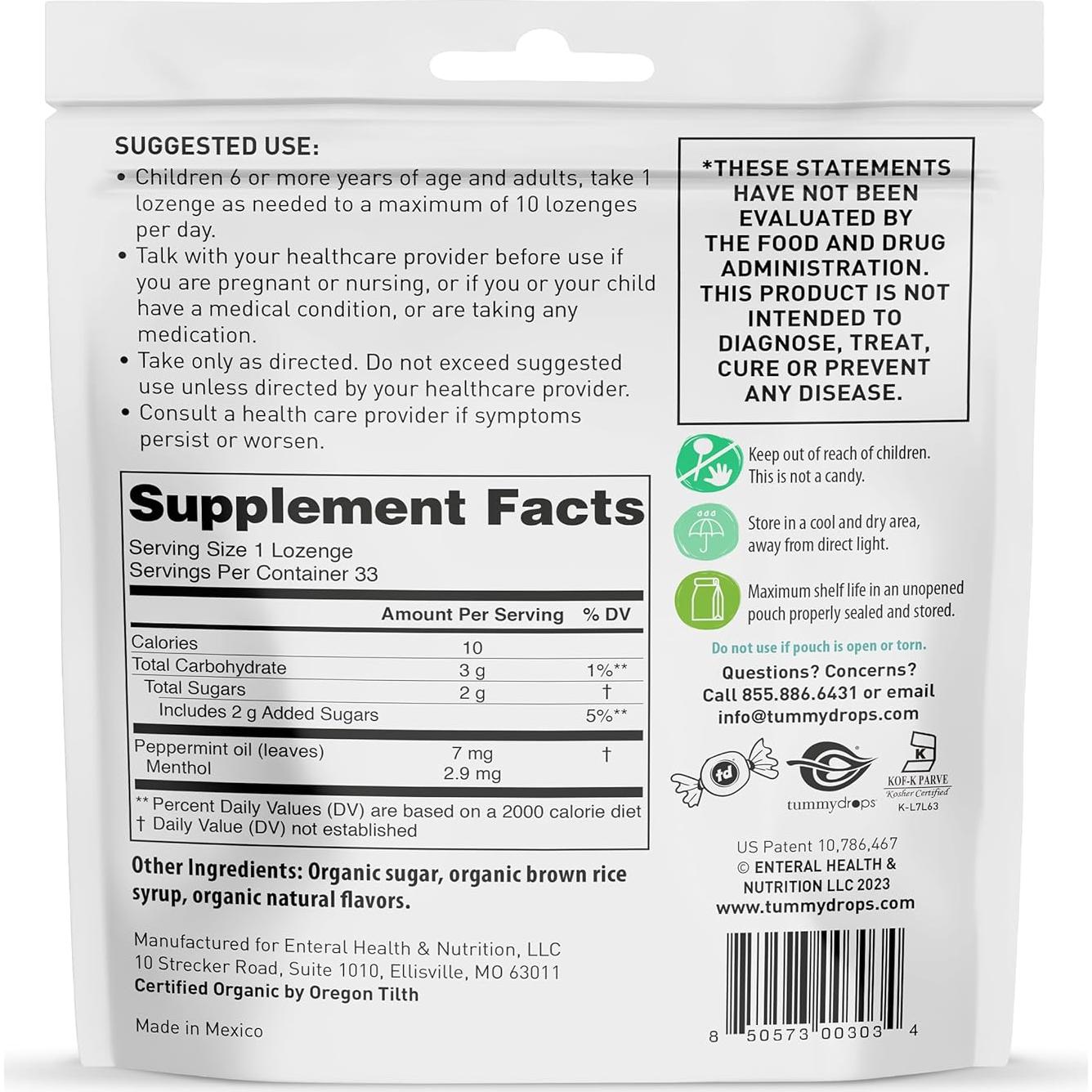 Caramelos de Menta Natural Tummydrops 33 Unidades Vegano