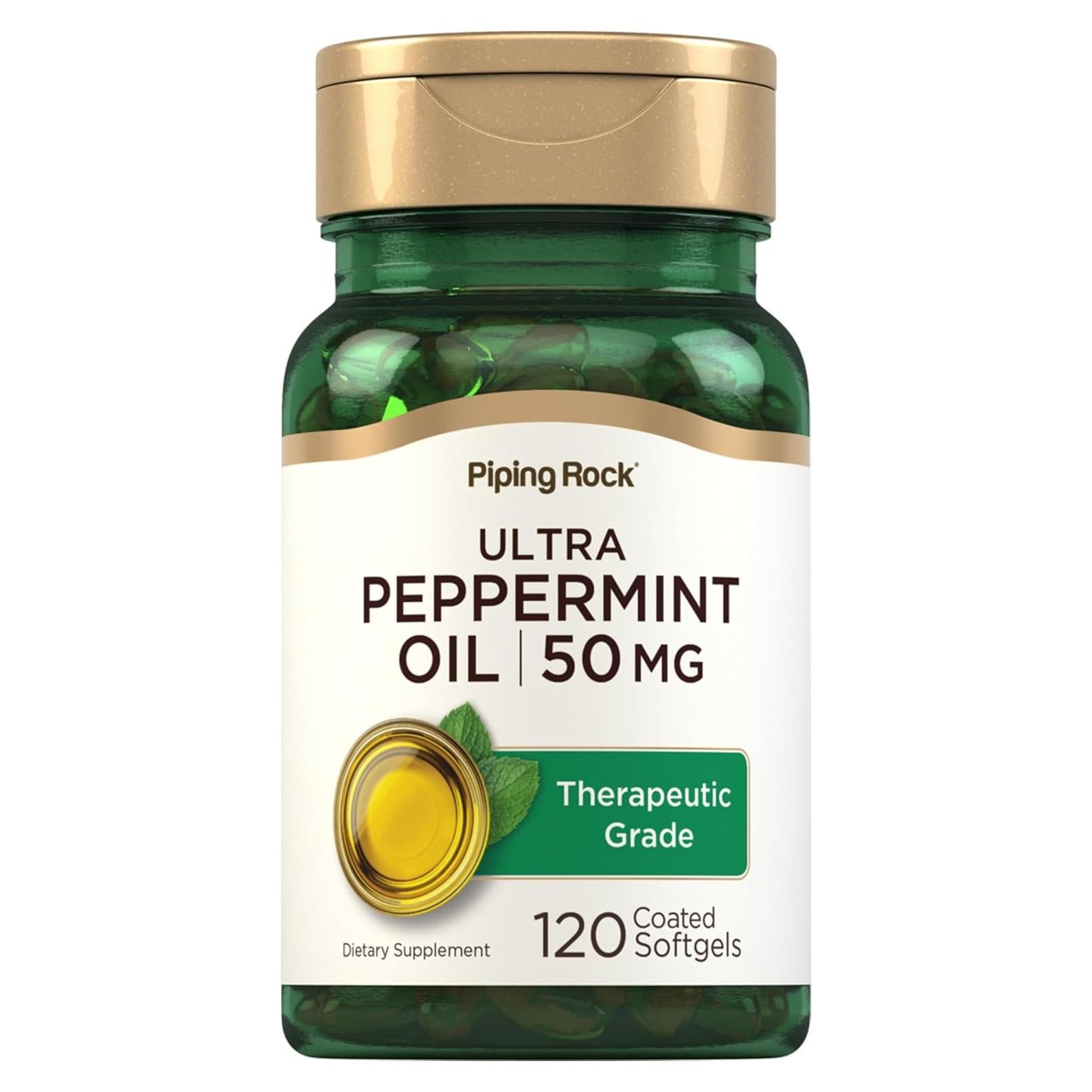 Cápsulas de Gel Suave Aceite de Menta Piping Rock 50mg 120 Unidades