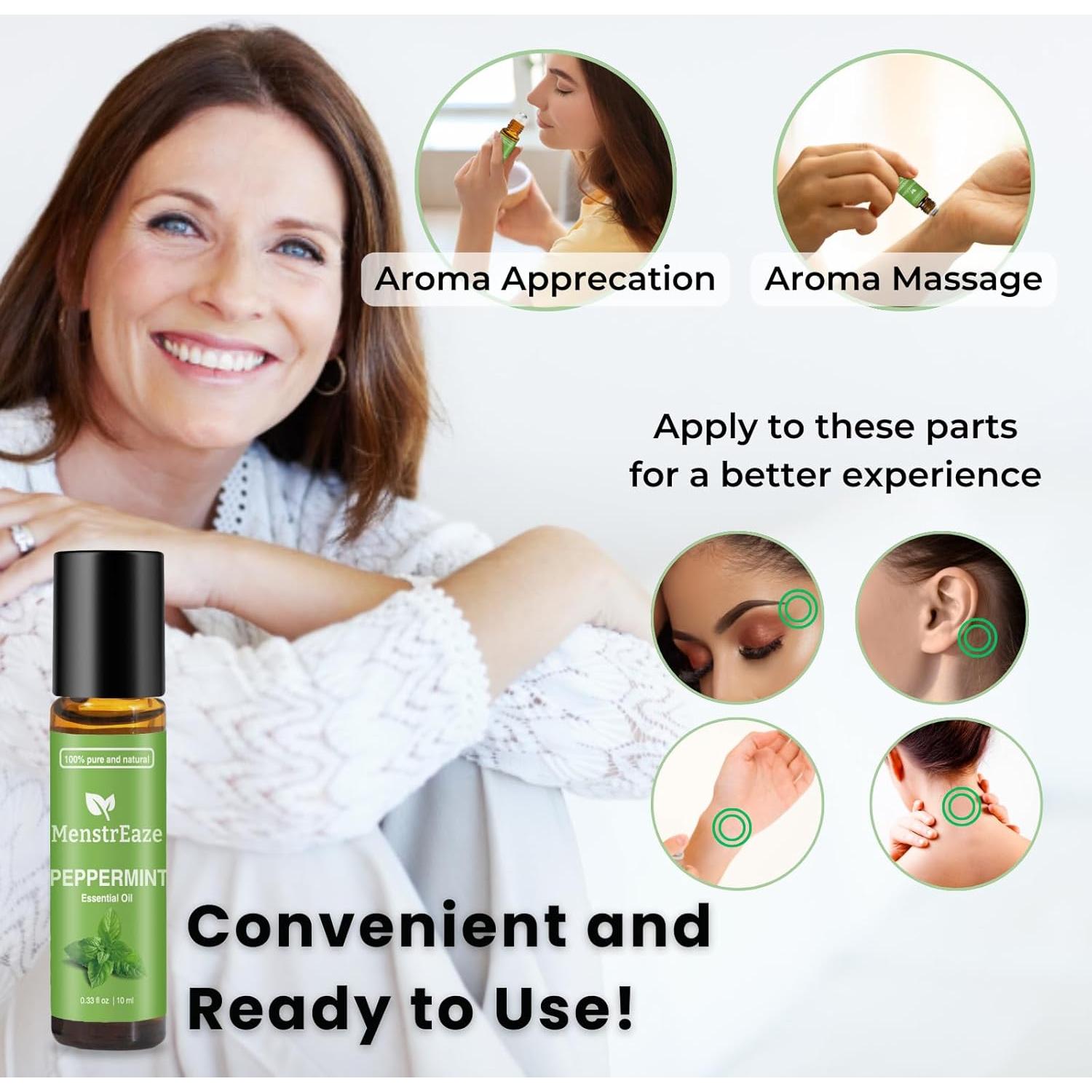 Aceite Esencial de Menta MenstrEaze 10ml - Alivio Migrañas y Náuseas