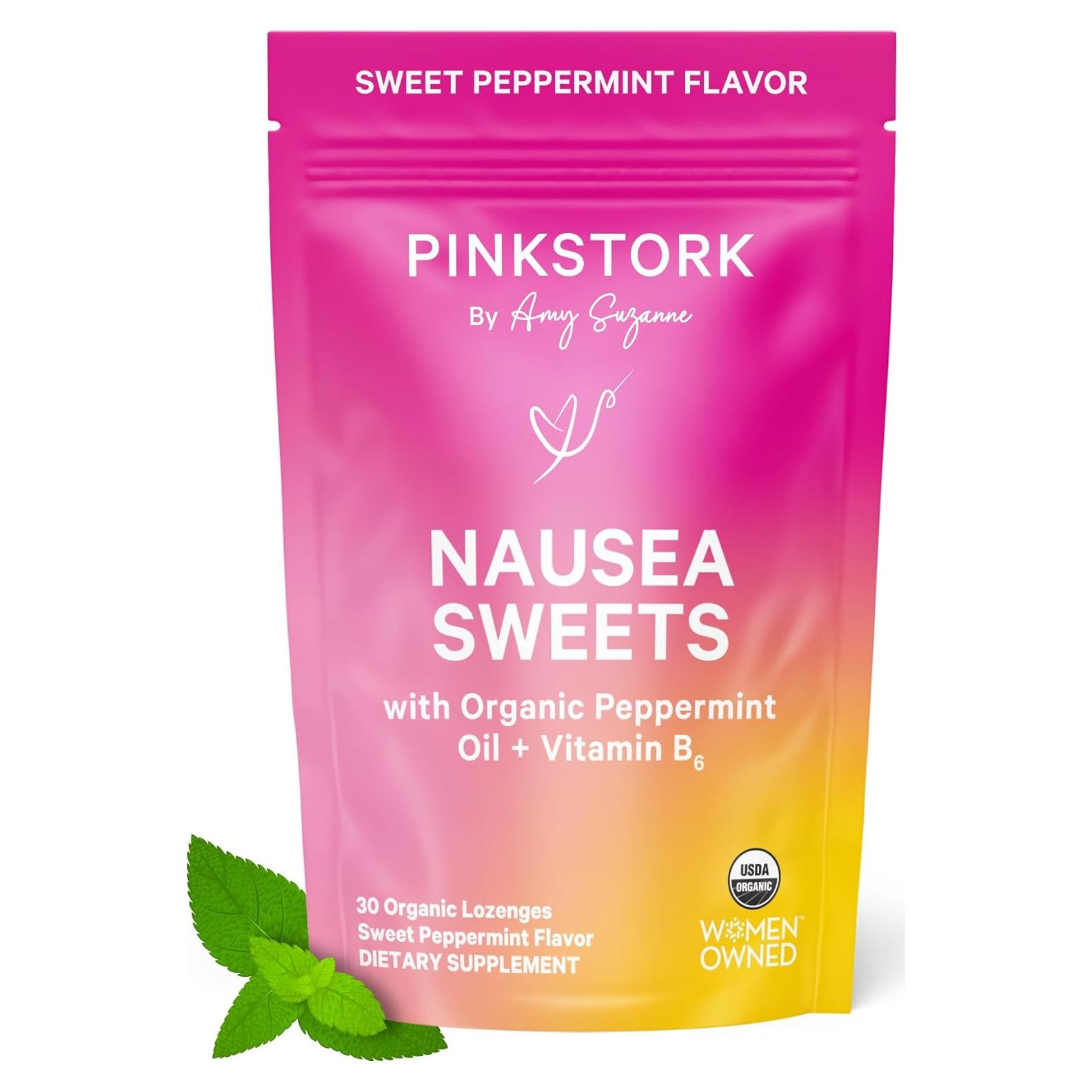 Dulces Orgánicos de Menta Pink Stork con Vitamina B6 - 30 Unidades