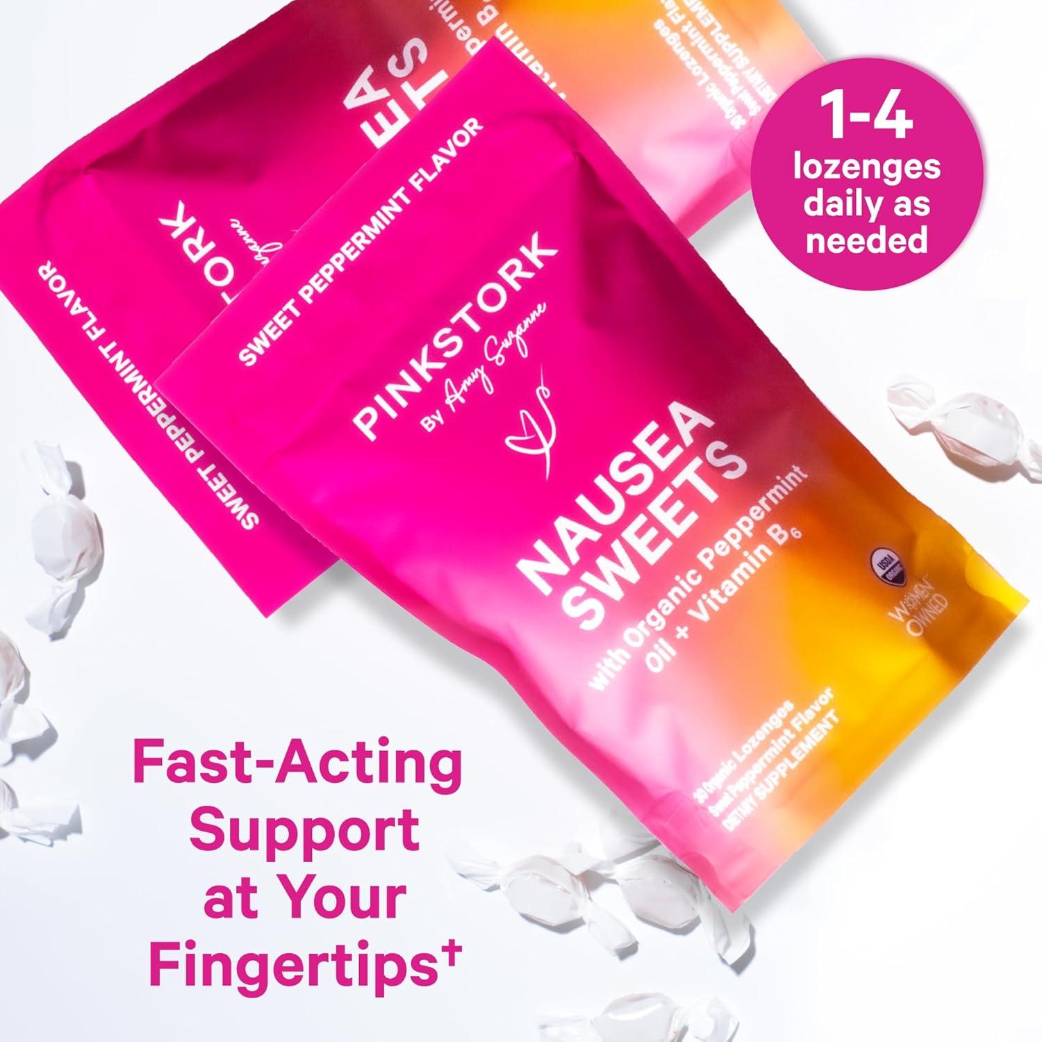 Dulces Orgánicos de Menta Pink Stork con Vitamina B6 - 30 Unidades