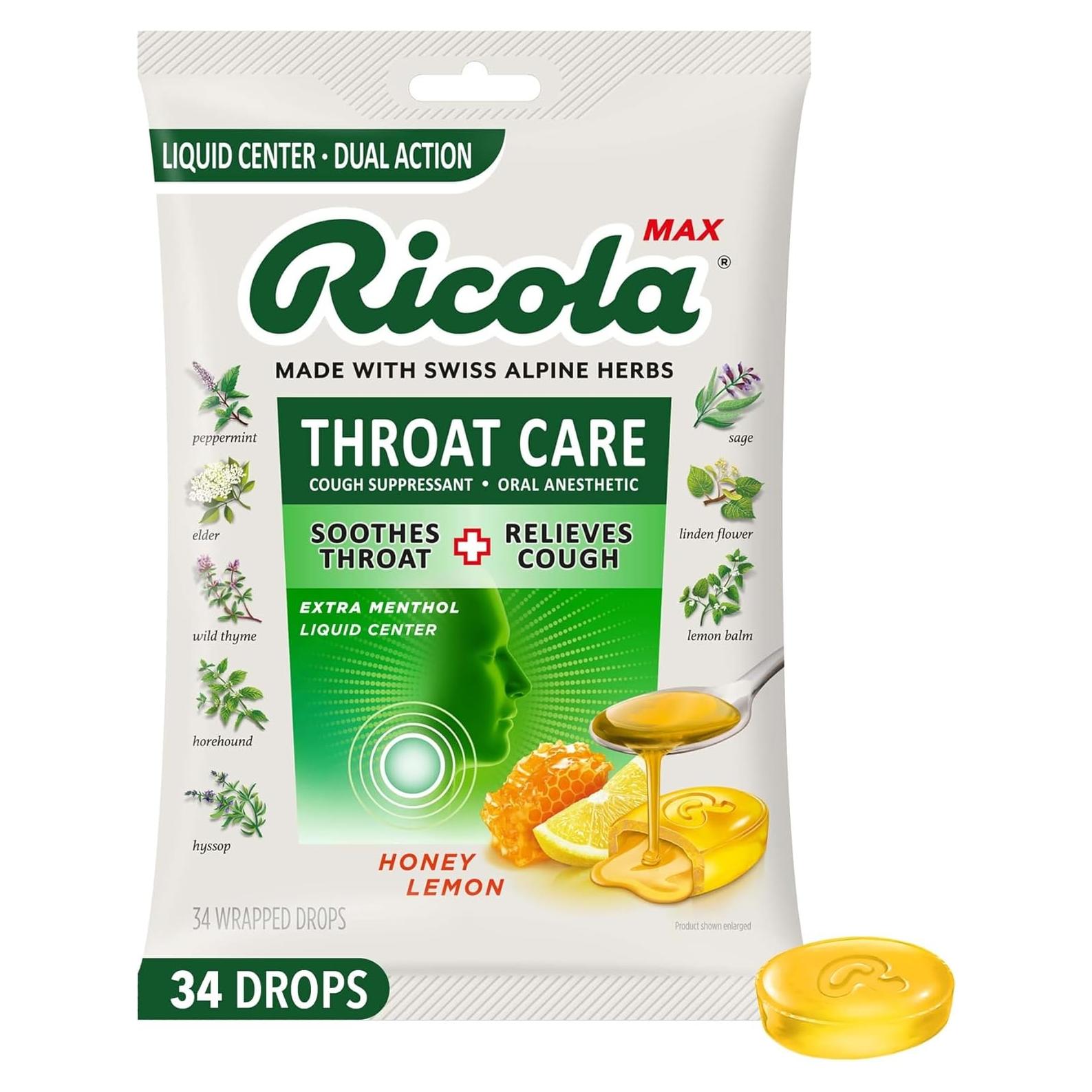 Pastillas para la Tos Ricola Miel Limón 34 Unidades - Alivio Garganta