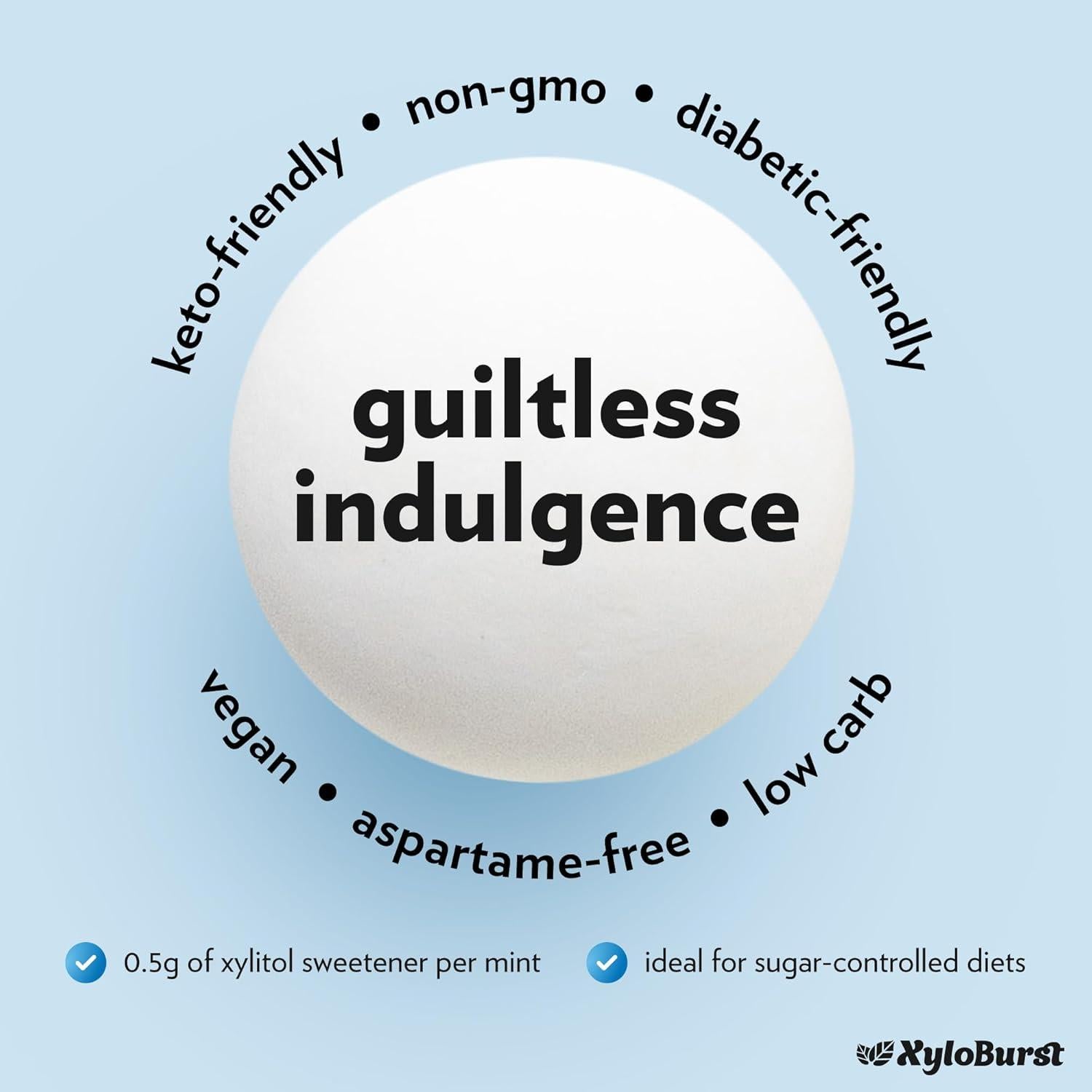 Mentas XyloBurst de Xilitol Sin Azúcar - 1000 Unidades Veganas